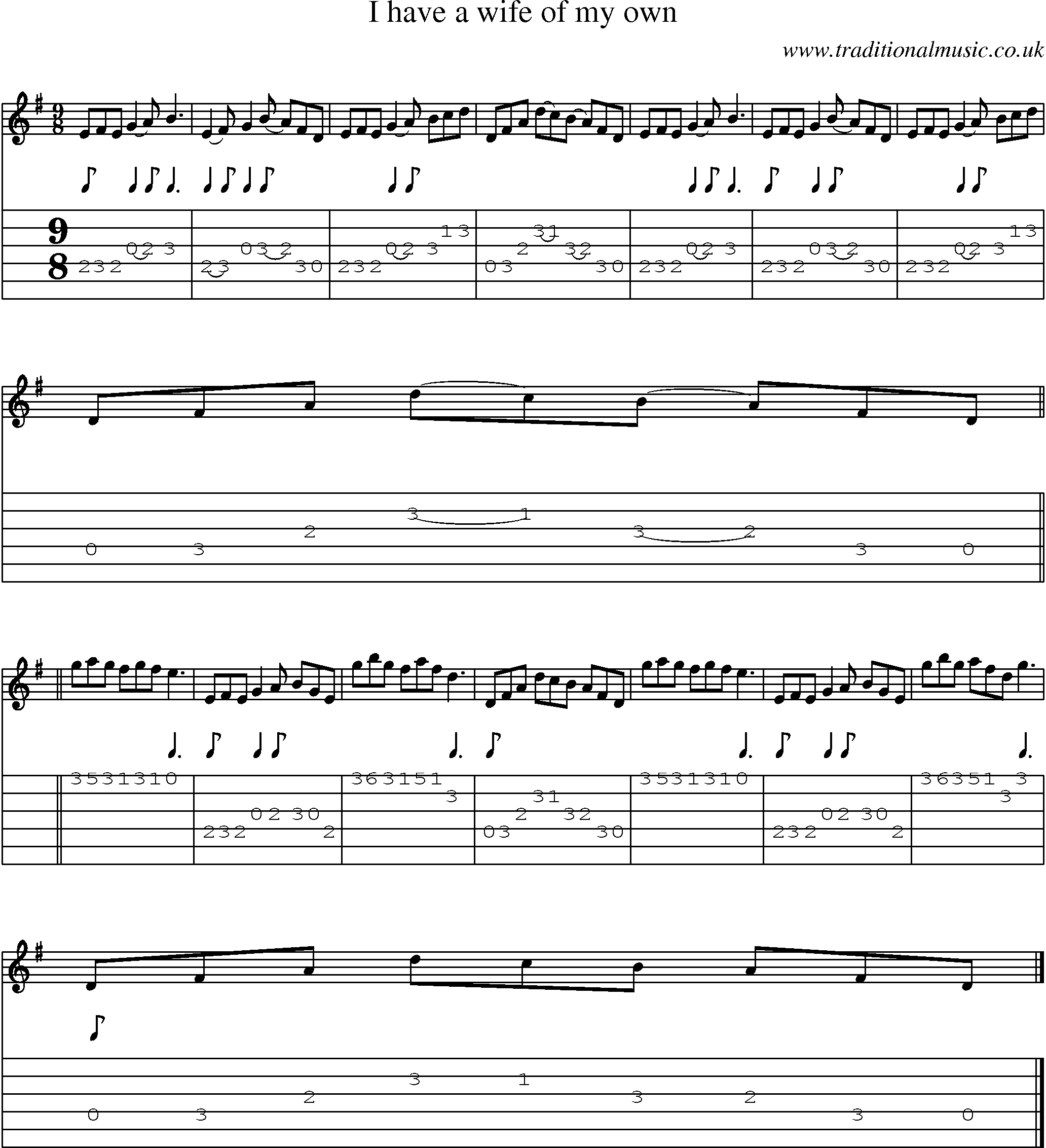 Music Score and Guitar Tabs for I Have A Wife Of My Own