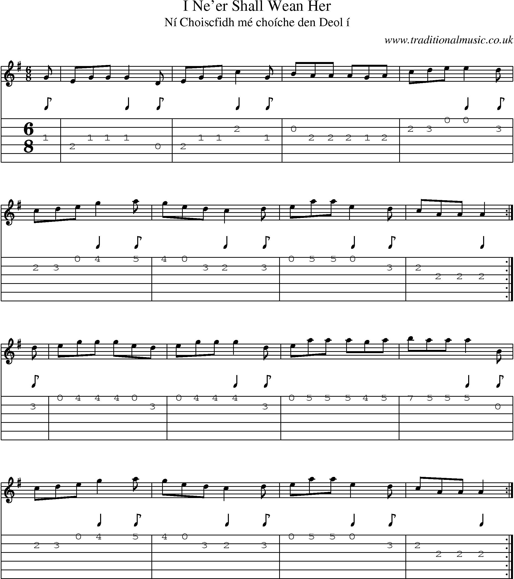 Music Score and Guitar Tabs for I Neer Shall Wean Her
