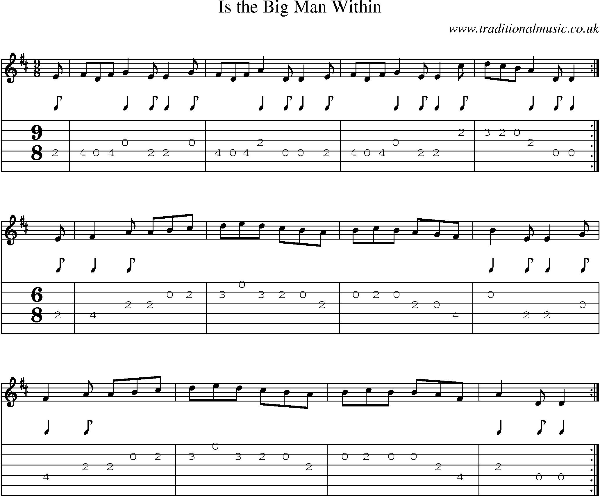 Music Score and Guitar Tabs for Is Big Man Within