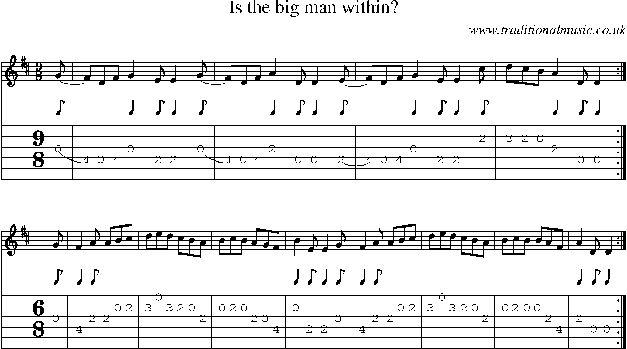 Music Score and Guitar Tabs for Is The Big Man Within