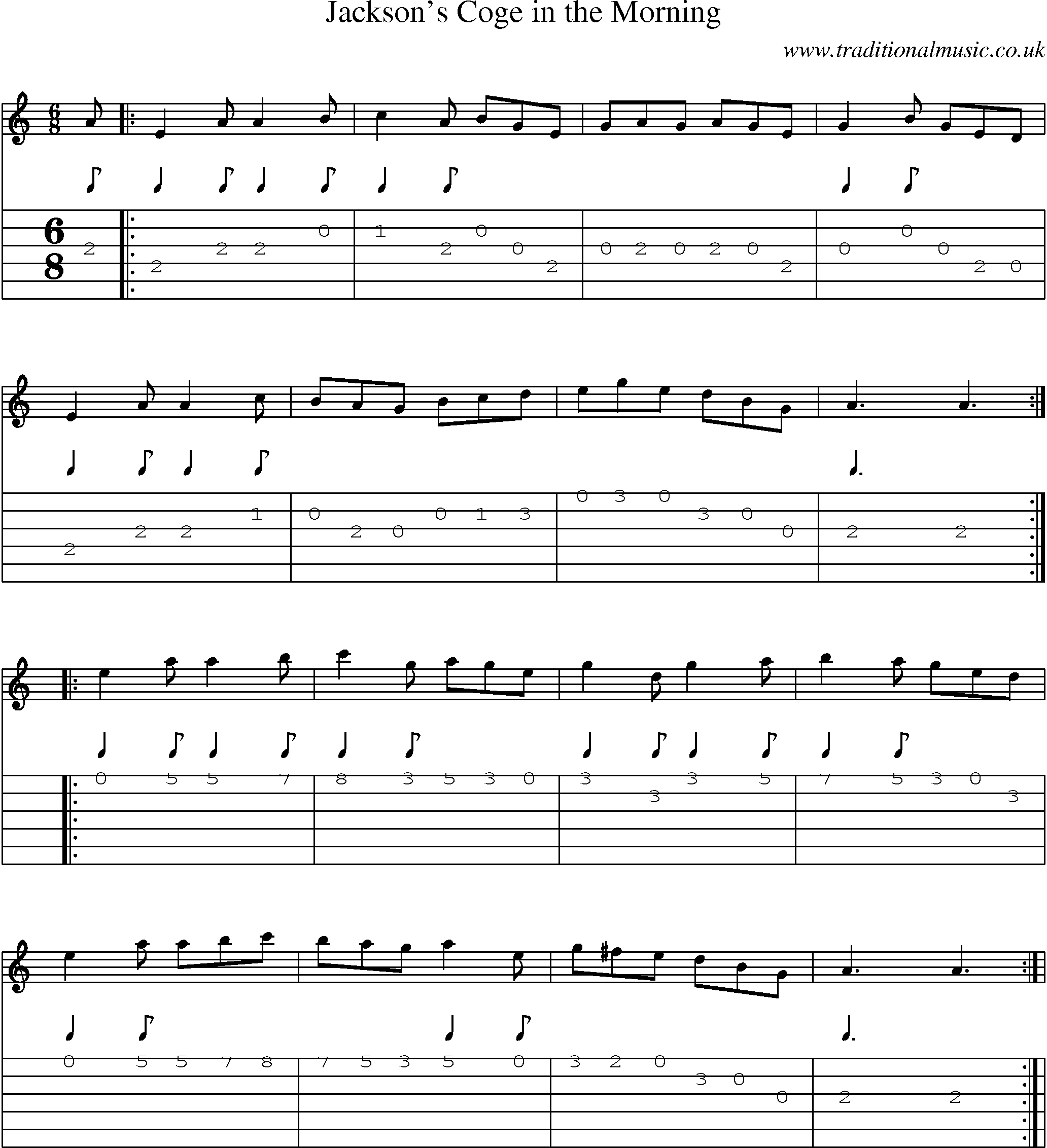 Music Score and Guitar Tabs for Jacksons Coge In Morning