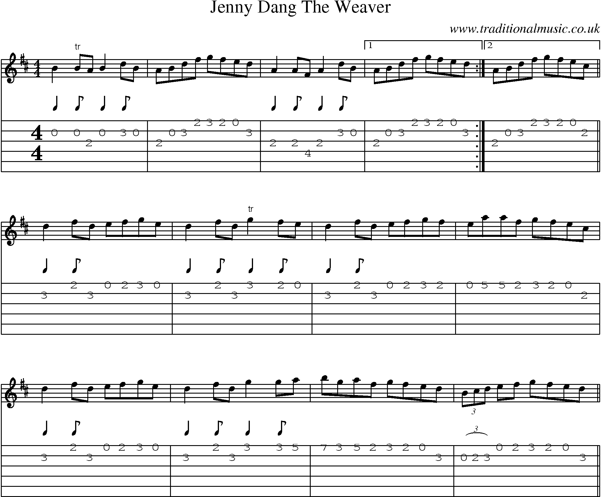 Music Score and Guitar Tabs for Jenny Dang Weaver
