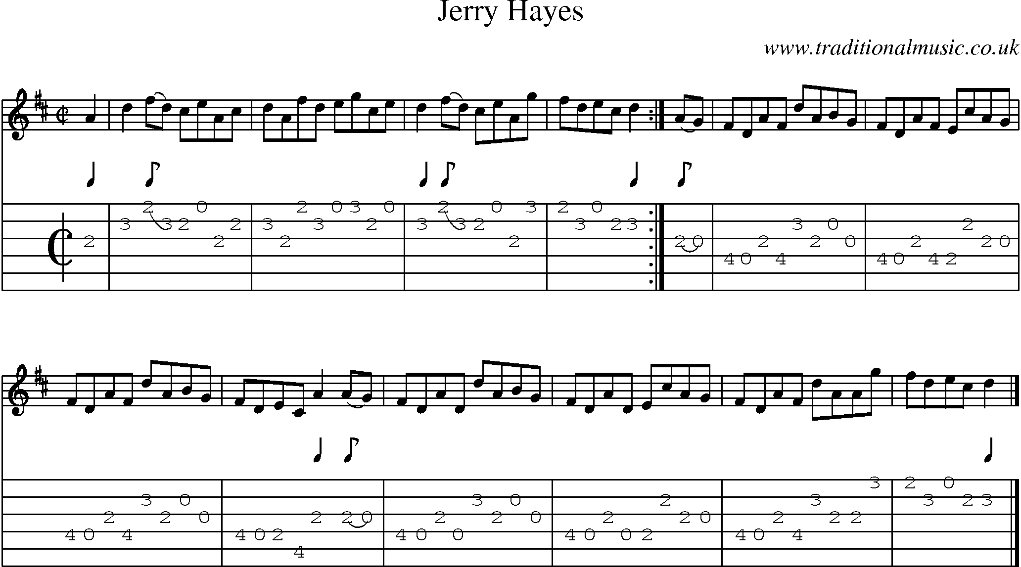 Music Score and Guitar Tabs for Jerry Hayes