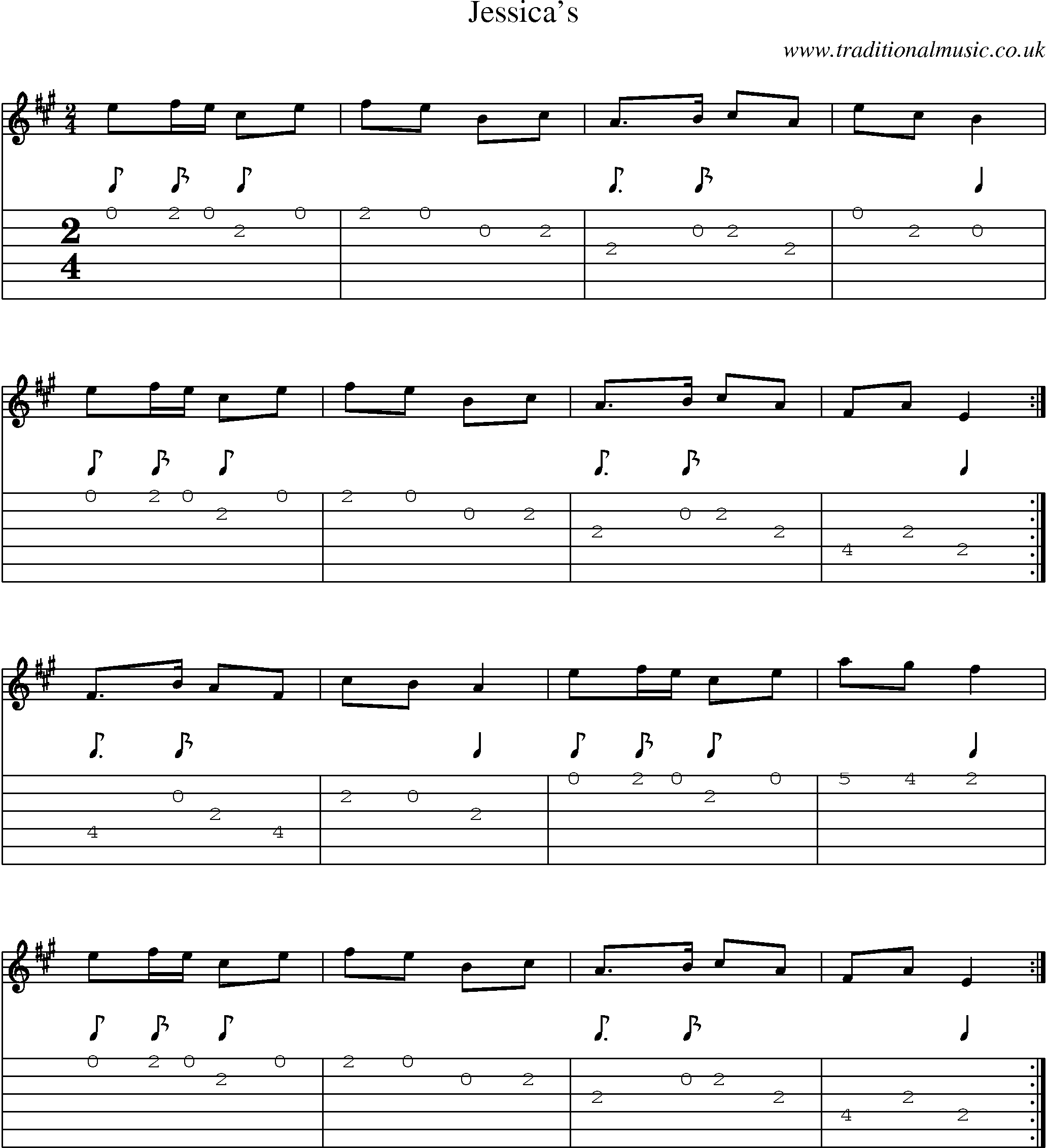 Music Score and Guitar Tabs for Jessicas