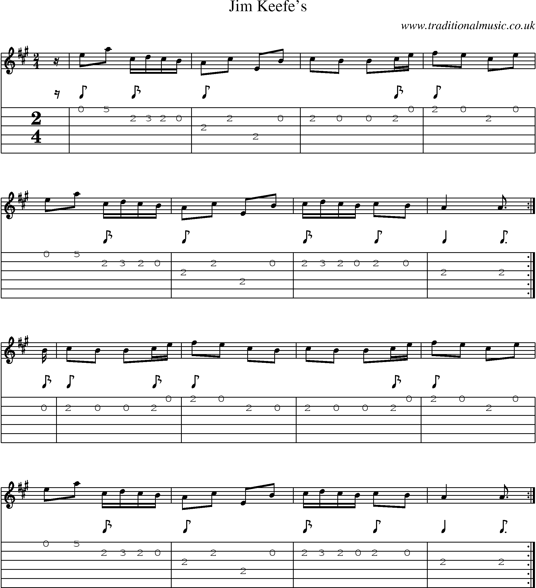 Music Score and Guitar Tabs for Jim Keefes
