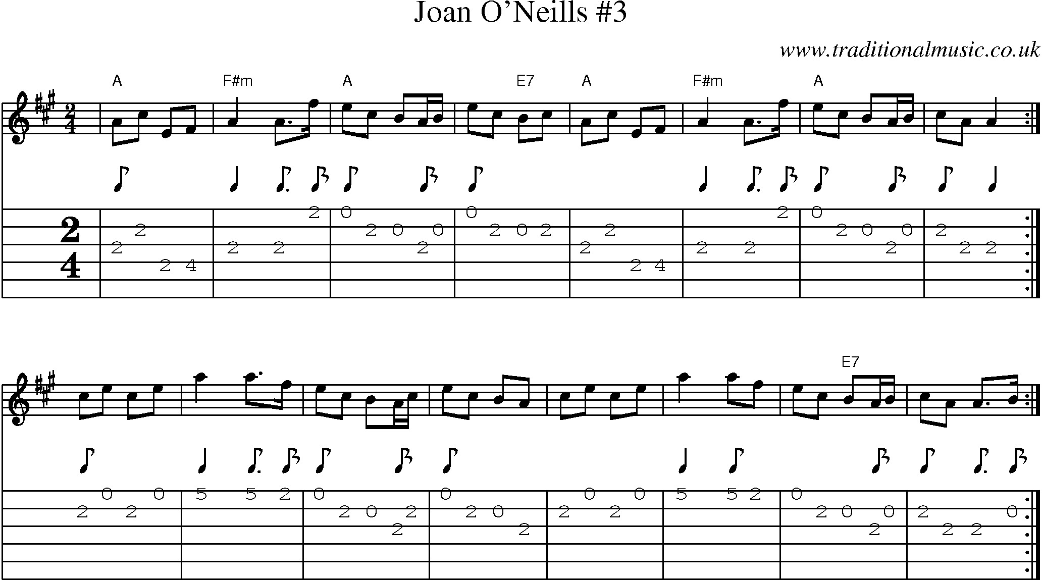 Music Score and Guitar Tabs for Joan Oneills 3
