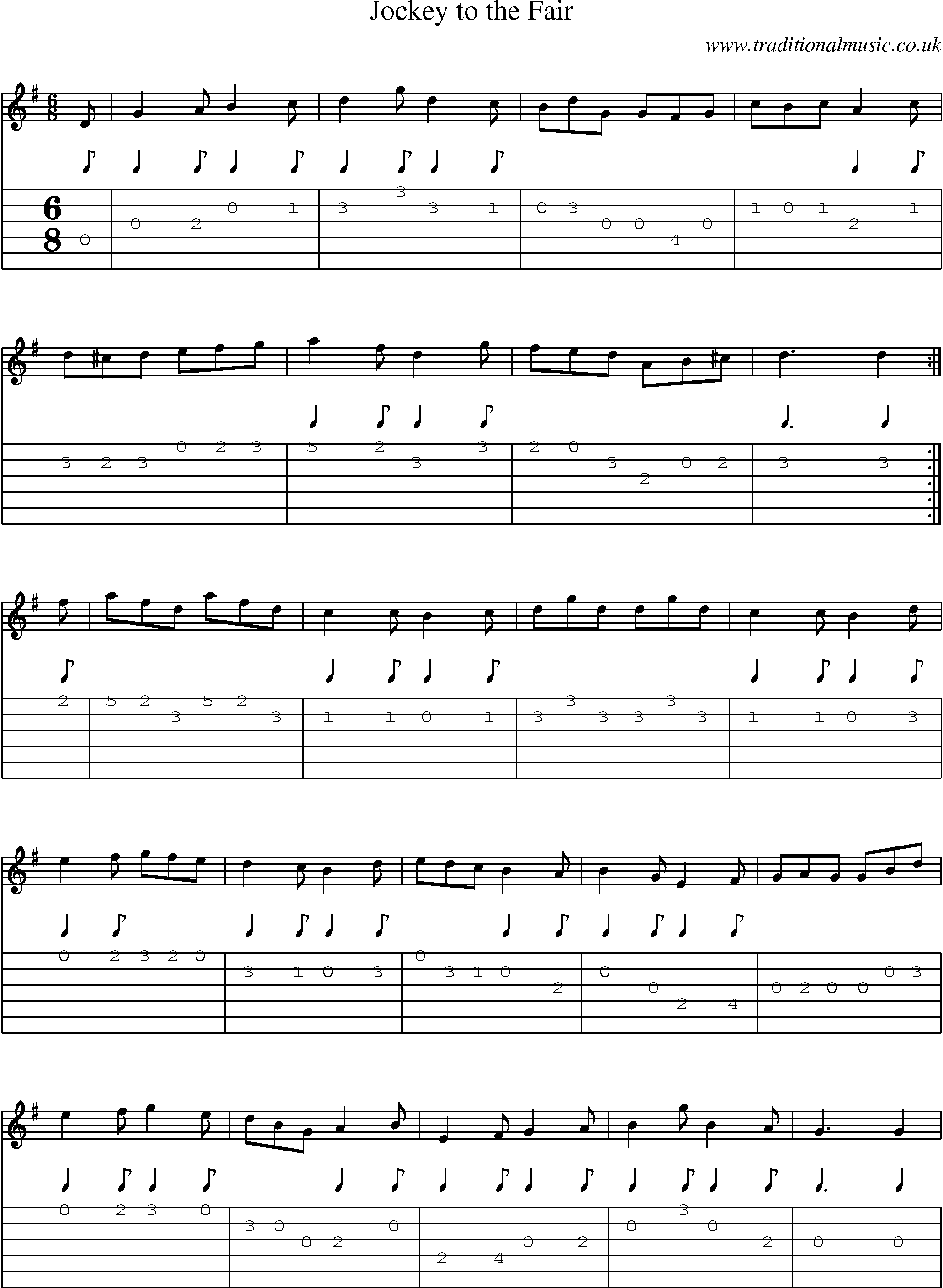 Music Score and Guitar Tabs for Jockey To Fair
