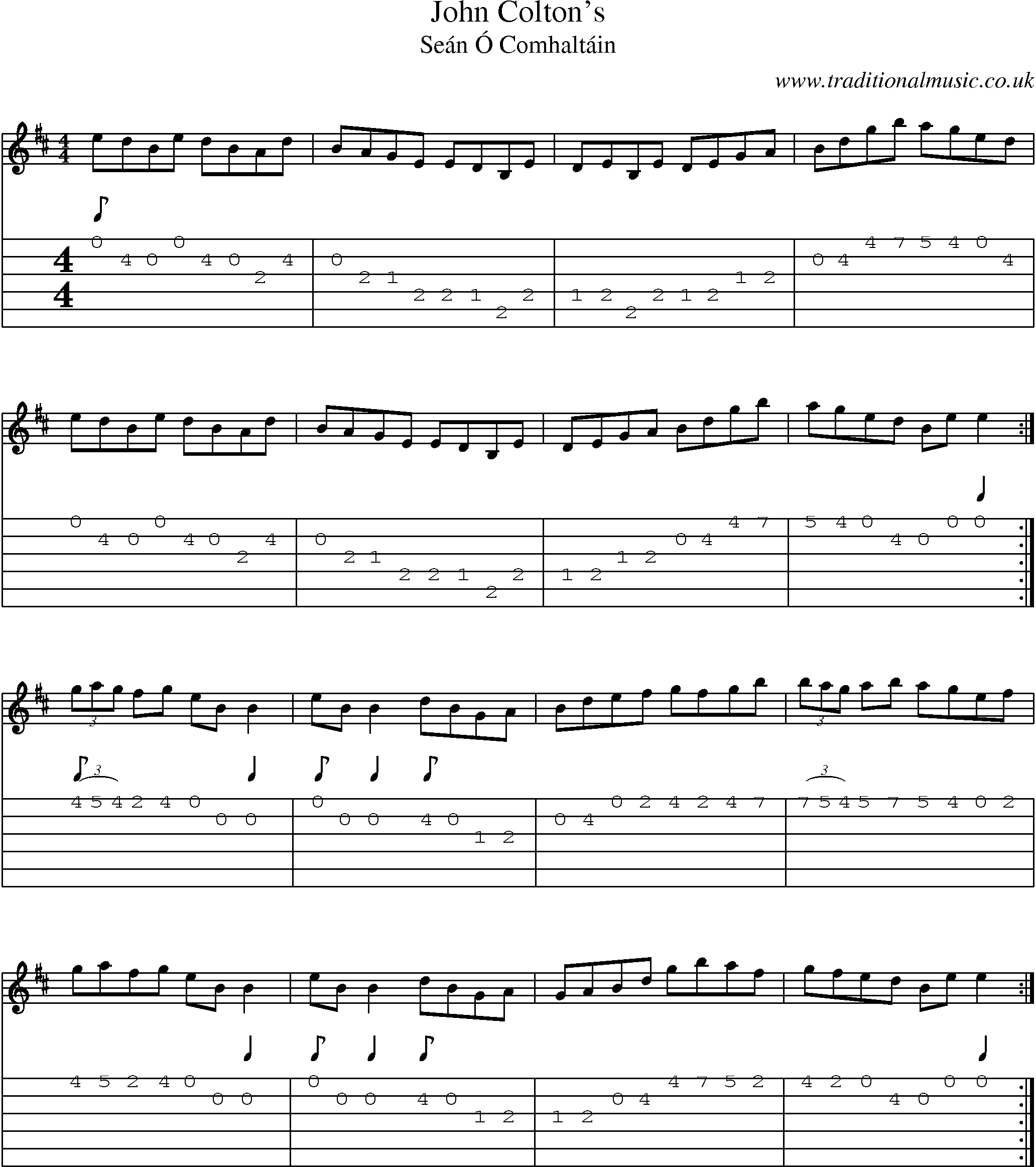 Music Score and Guitar Tabs for John Coltons