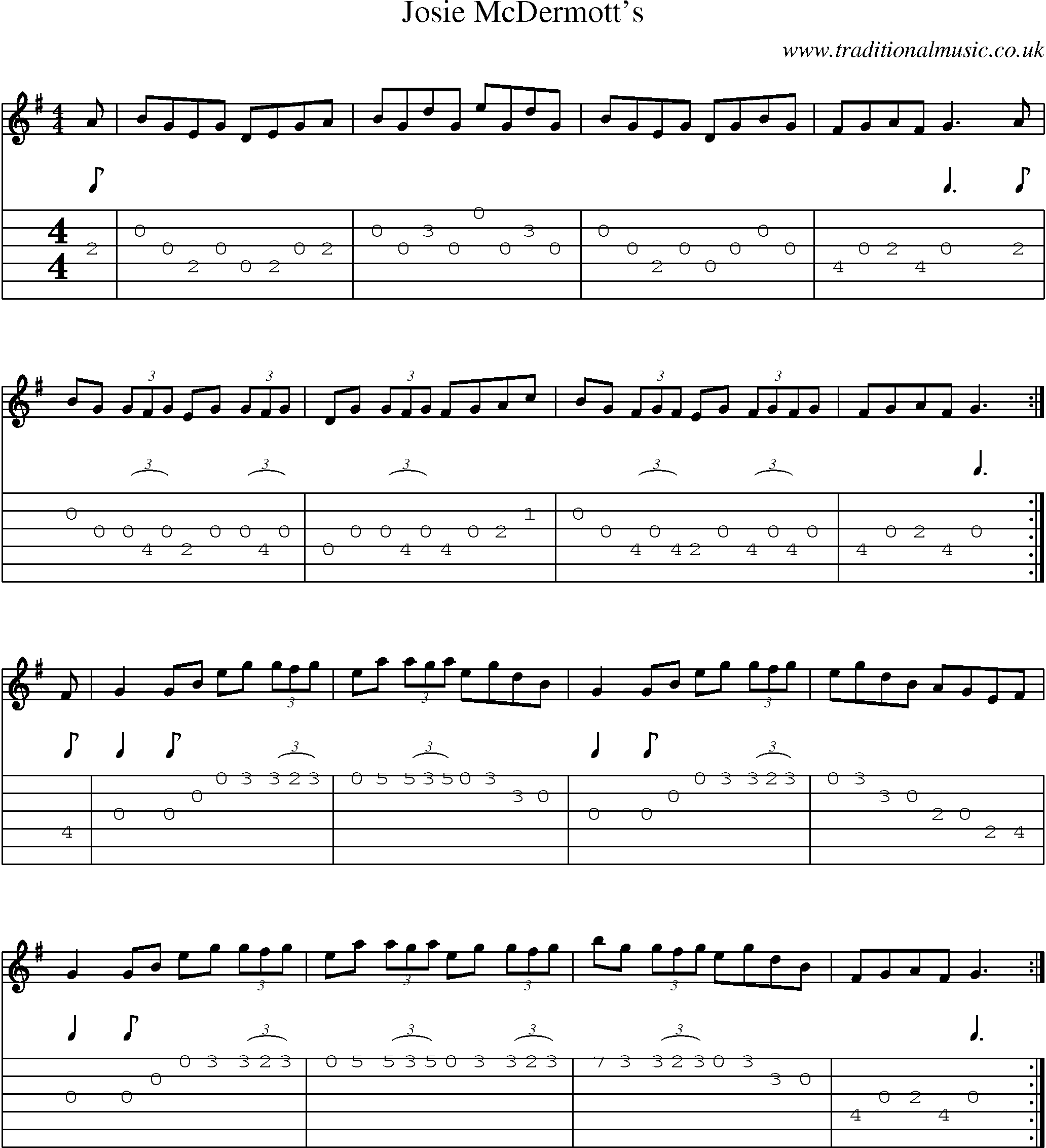 Music Score and Guitar Tabs for Josie Mcdermotts