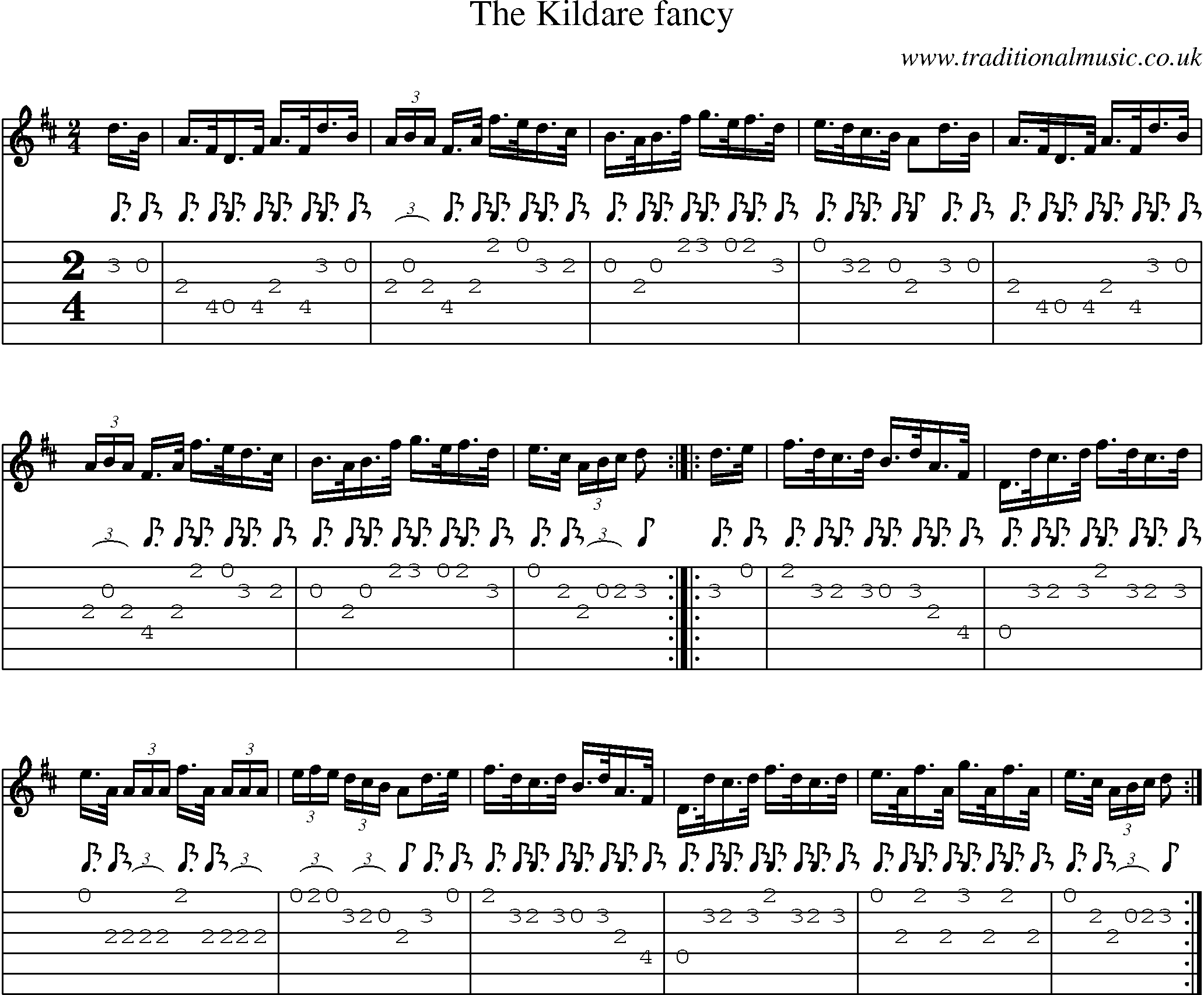 Music Score and Guitar Tabs for Kildare Fancy