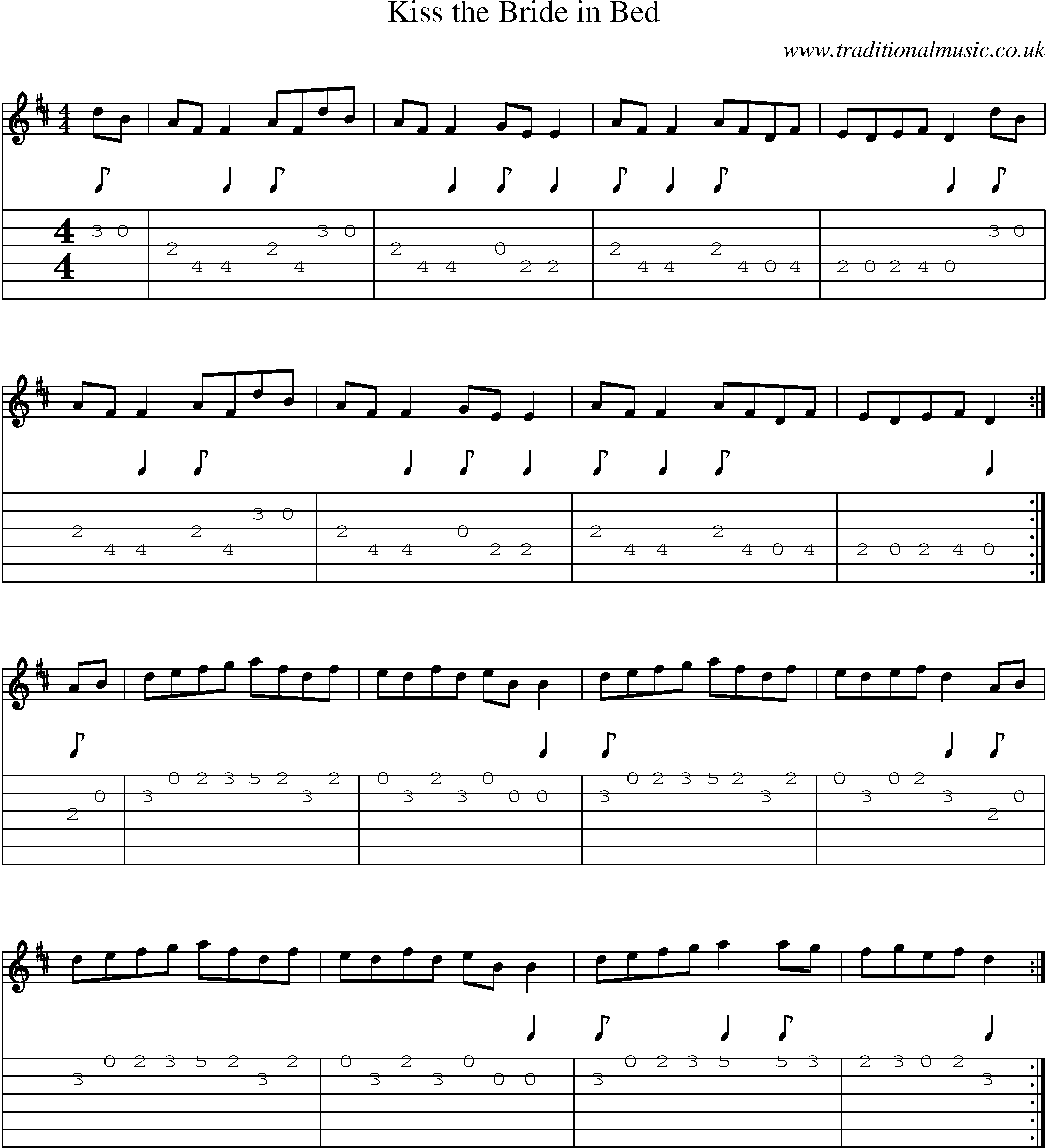 Music Score and Guitar Tabs for Kiss Bride In Bed