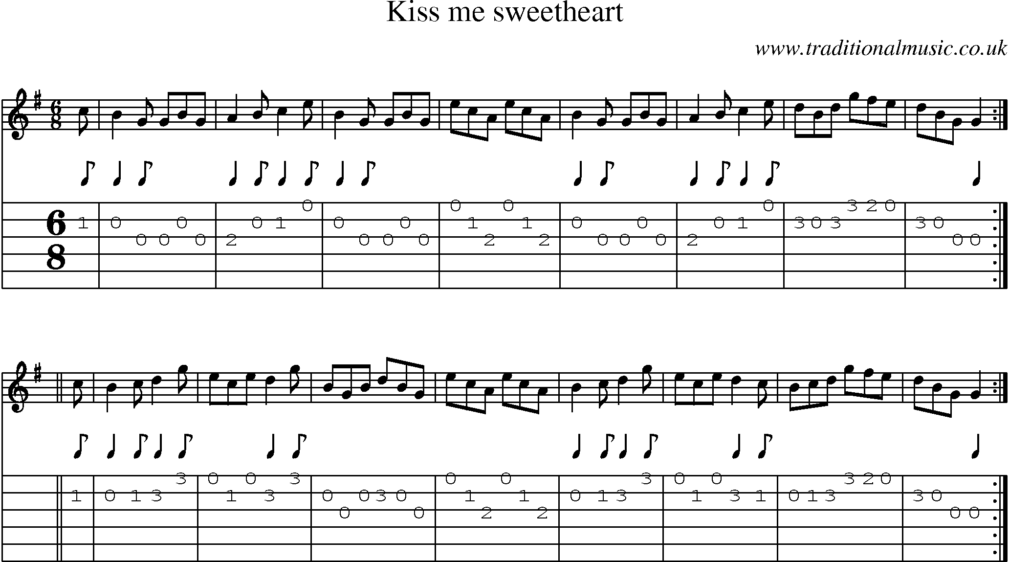 Music Score and Guitar Tabs for Kiss Me Sweetheart