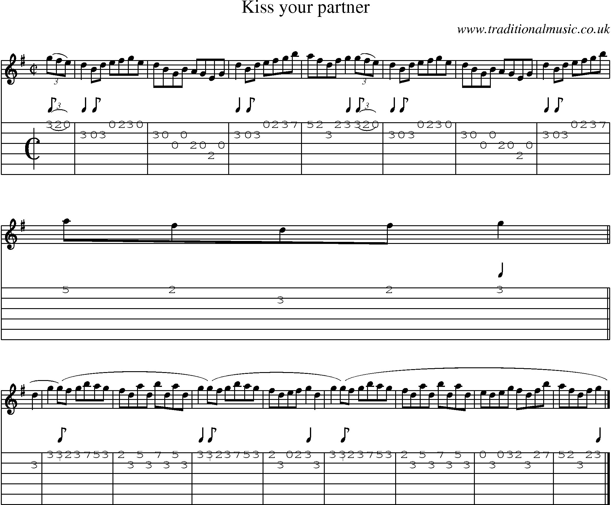Music Score and Guitar Tabs for Kiss Your Partner