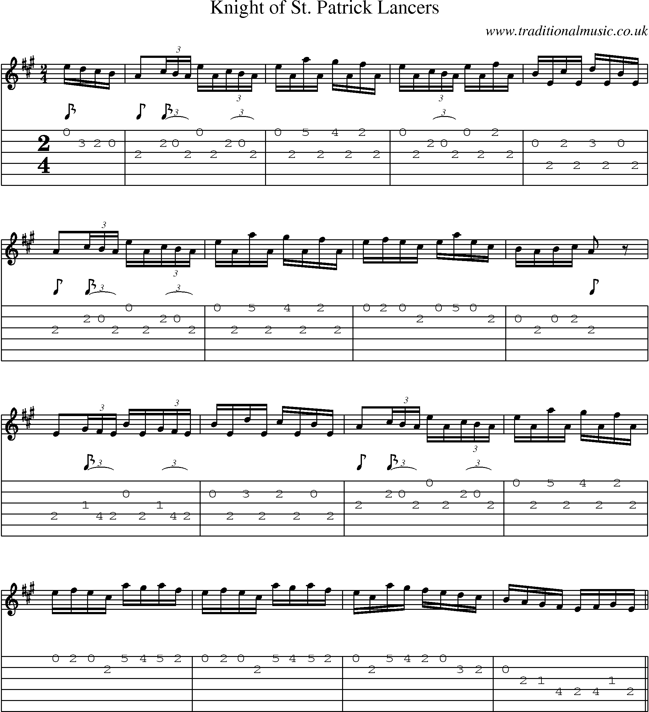 Music Score and Guitar Tabs for Knight Of St Patrick Lancers