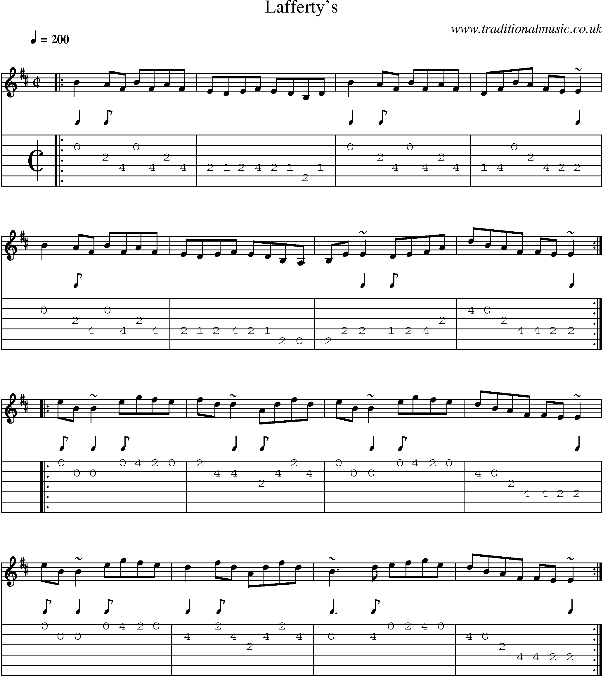 Music Score and Guitar Tabs for Laffertys