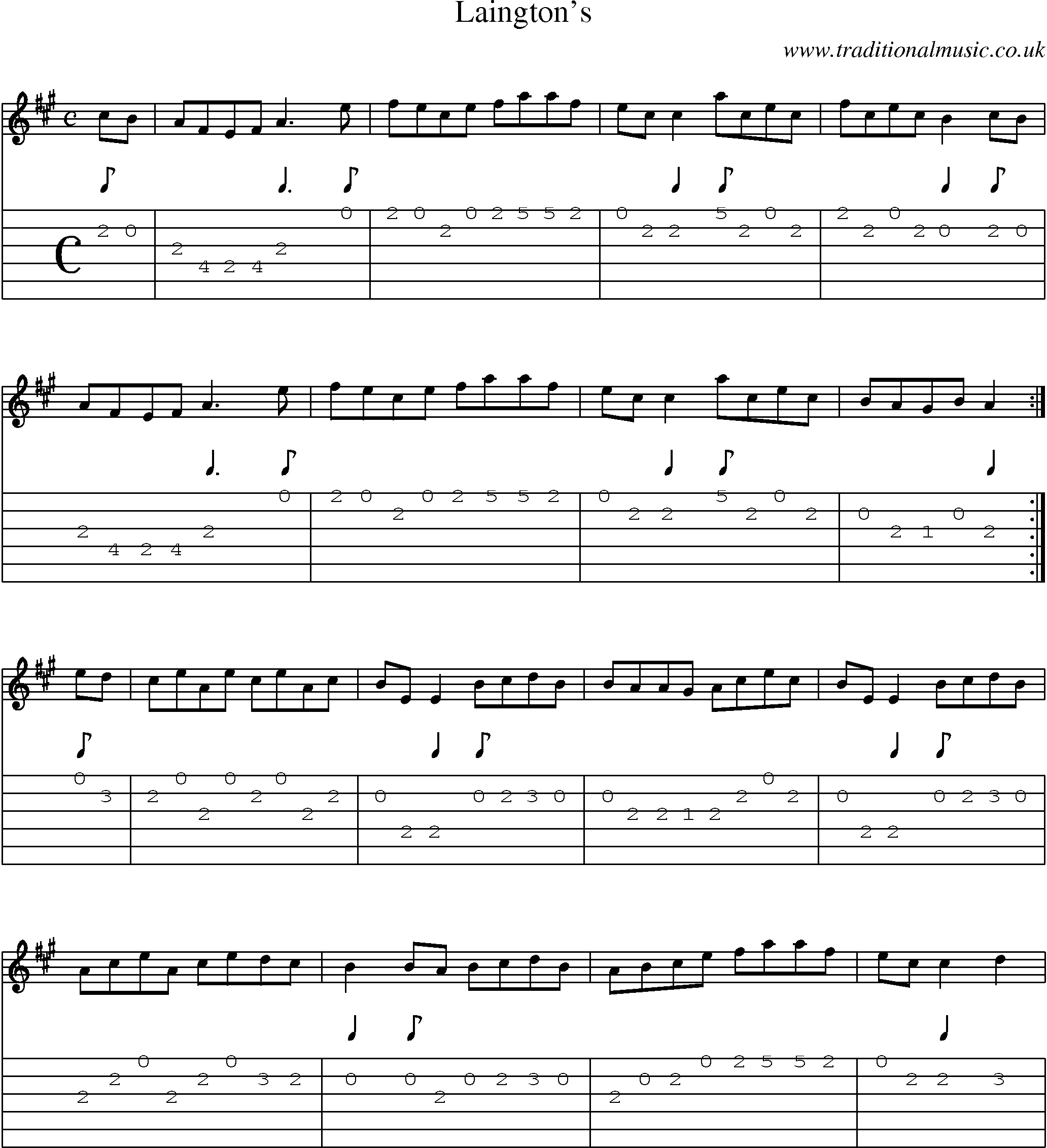 Music Score and Guitar Tabs for Laingtons