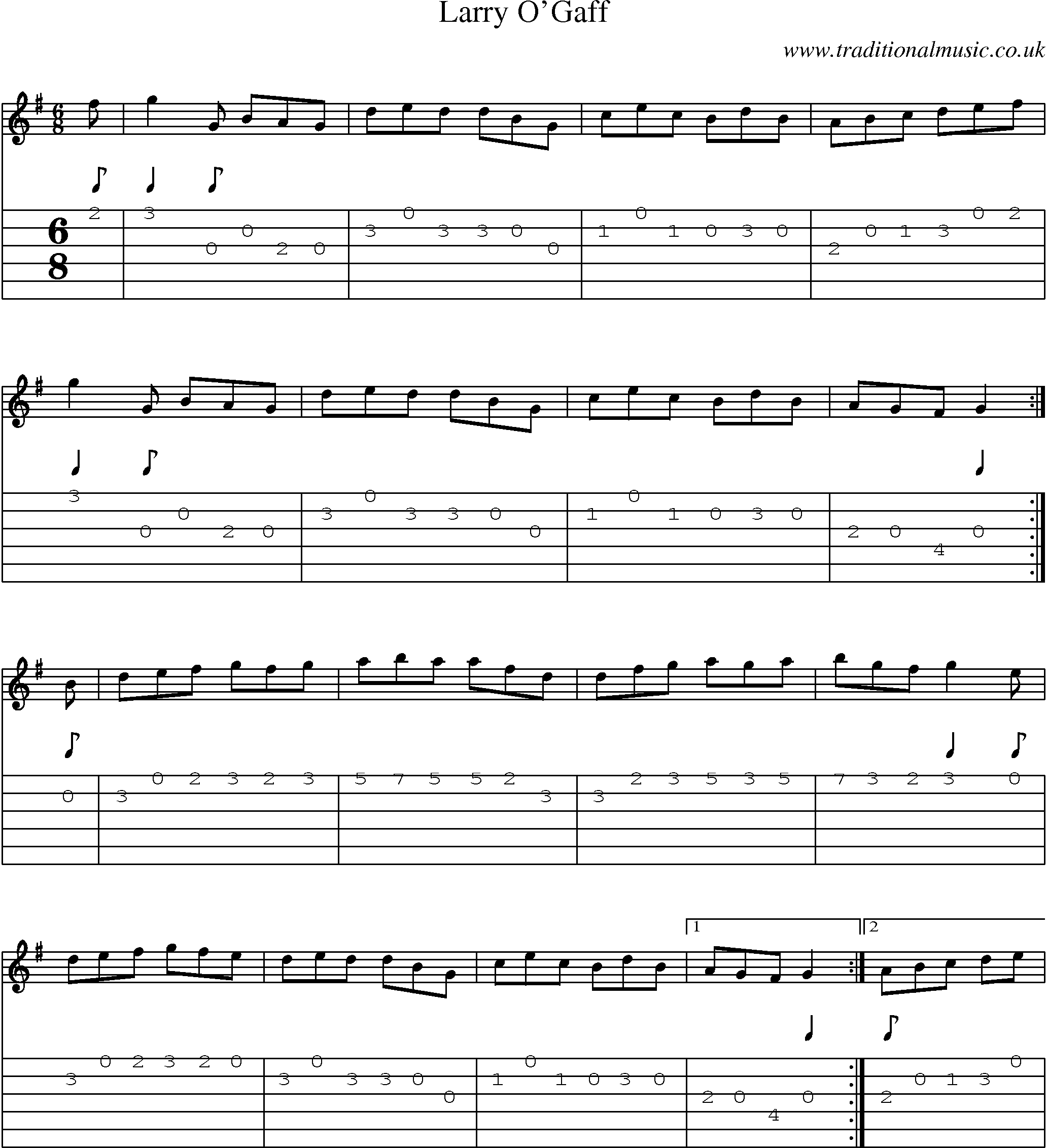 Music Score and Guitar Tabs for Larry Ogaff