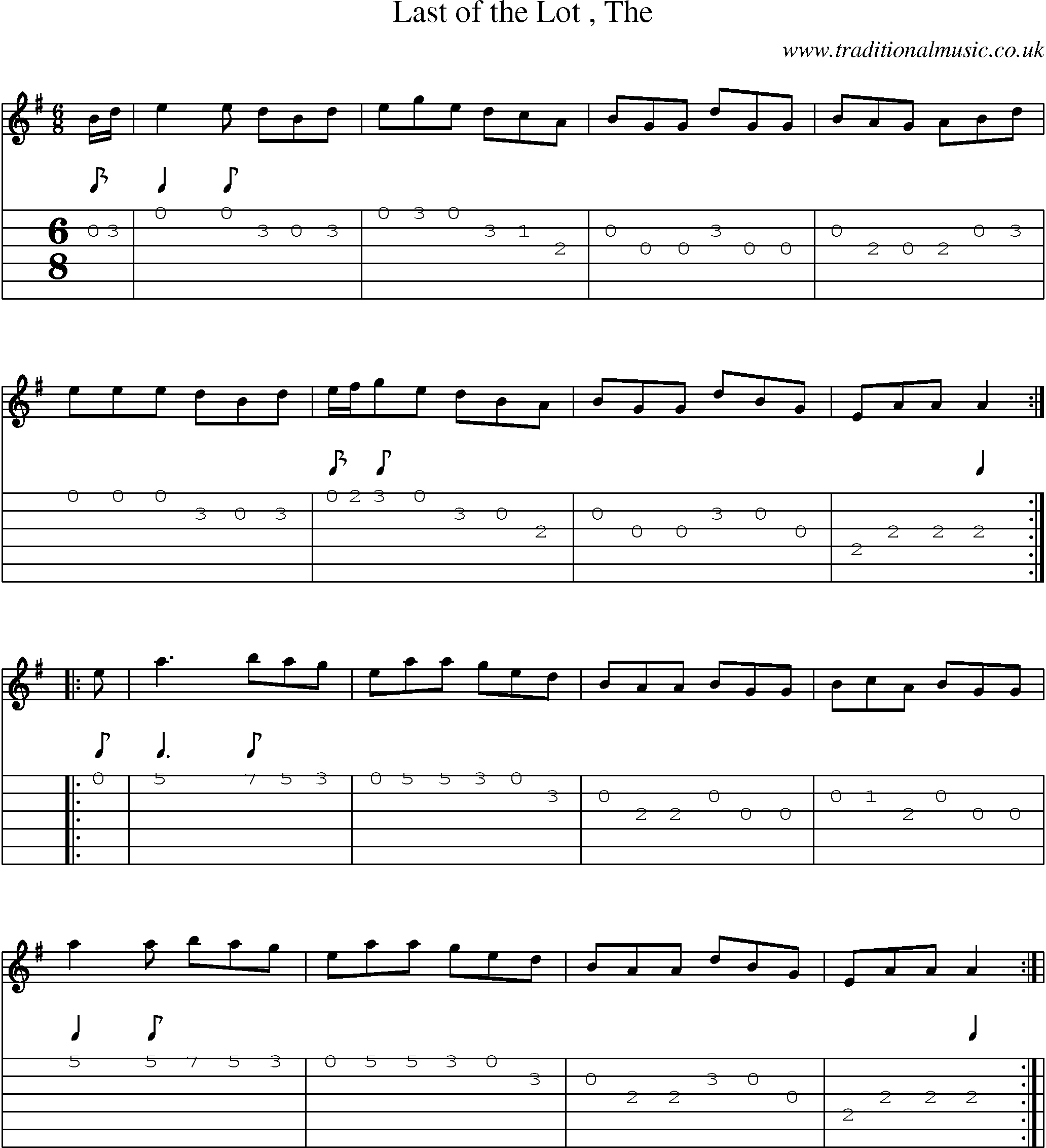 Music Score and Guitar Tabs for Last Of Lot