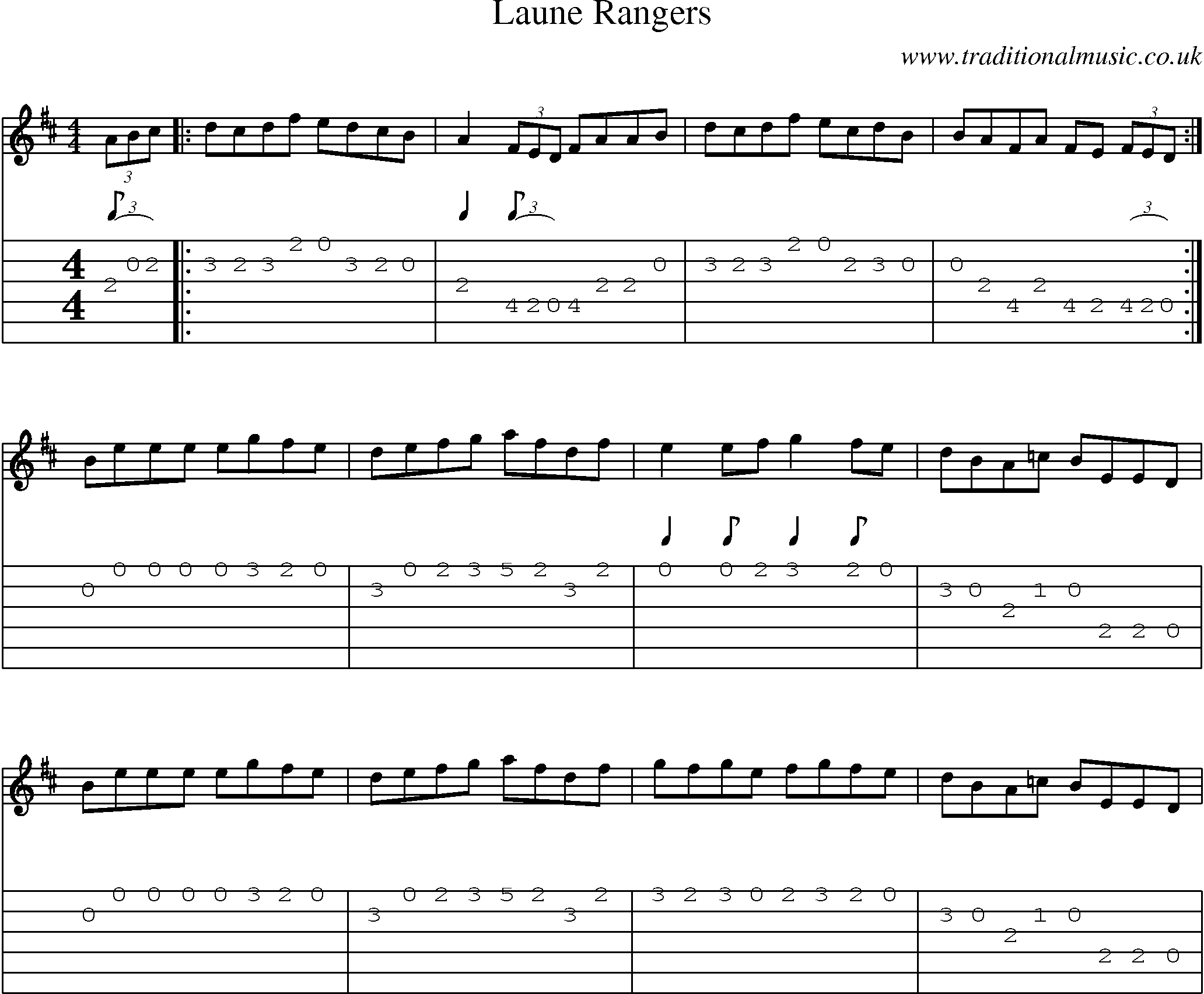 Music Score and Guitar Tabs for Laune Rangers