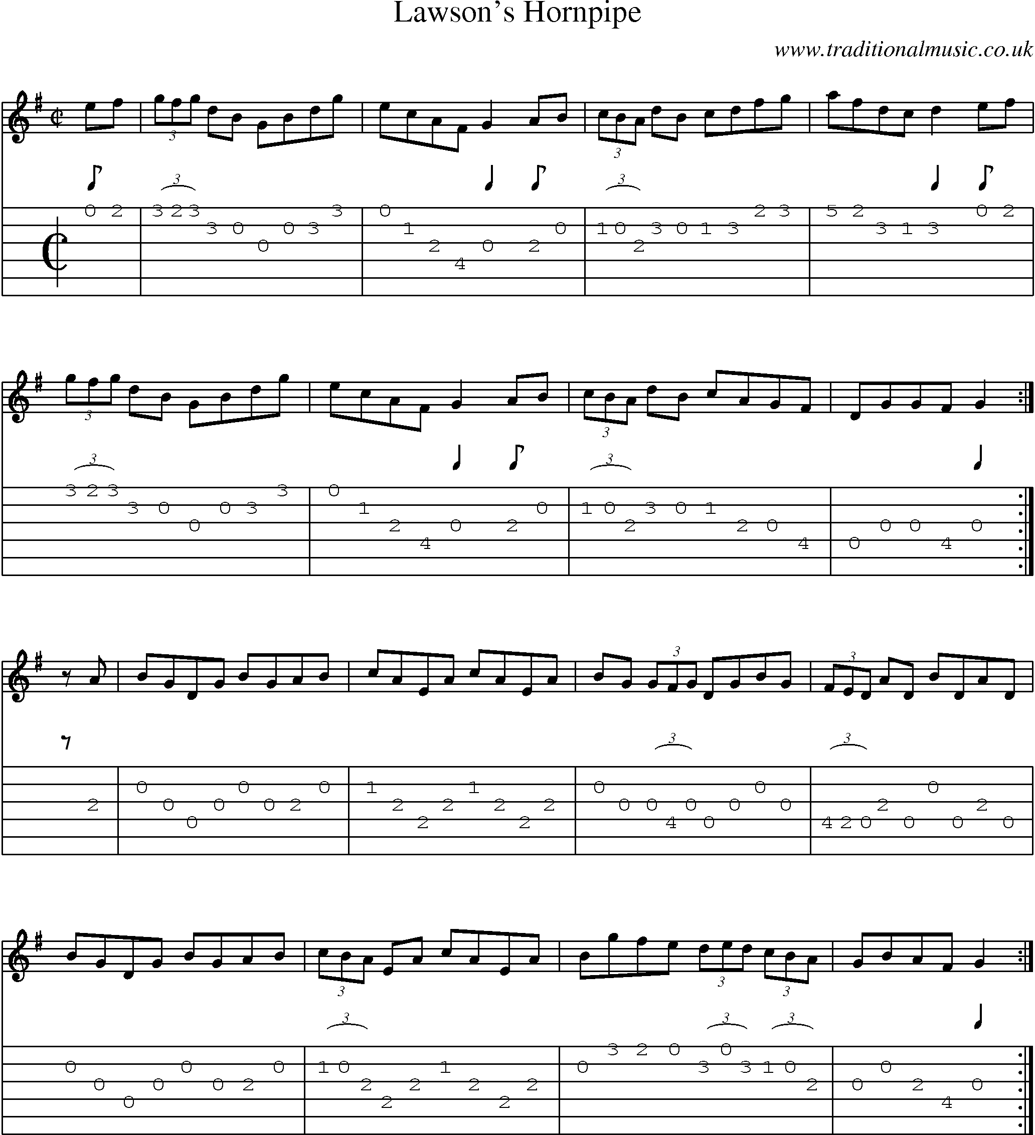 Music Score and Guitar Tabs for Lawsons Hornpipe