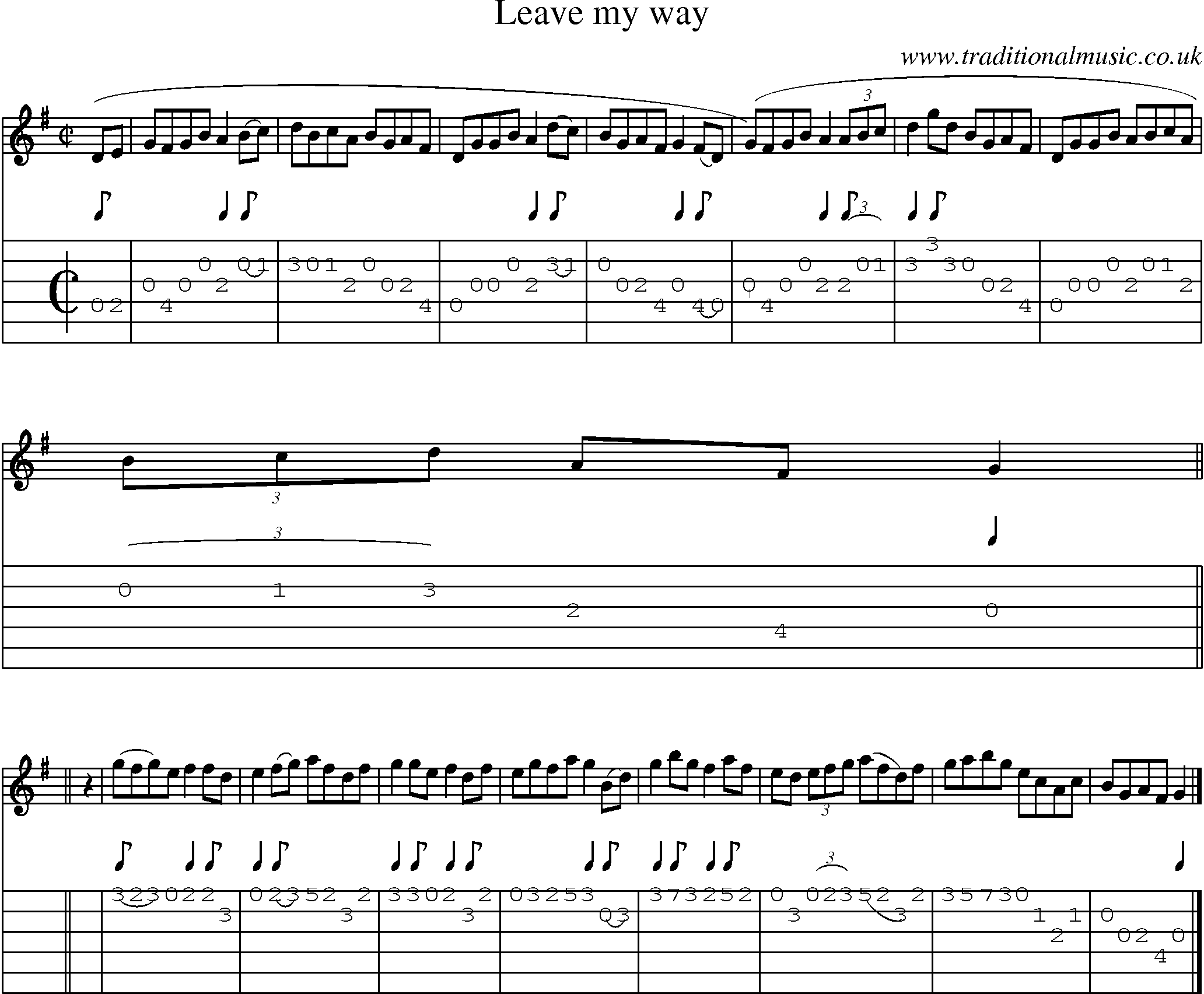 Music Score and Guitar Tabs for Leave My Way