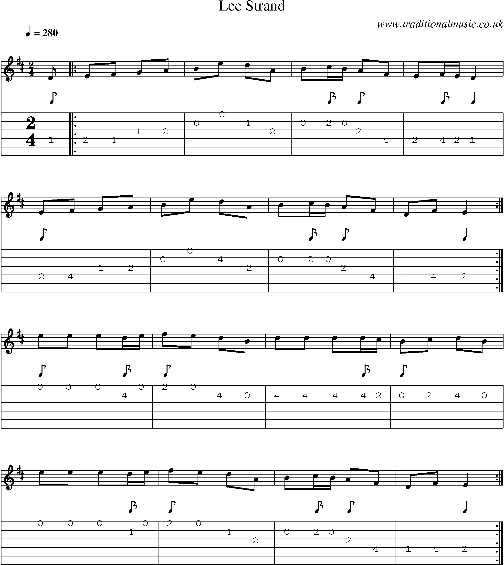 Music Score and Guitar Tabs for Lee Strand