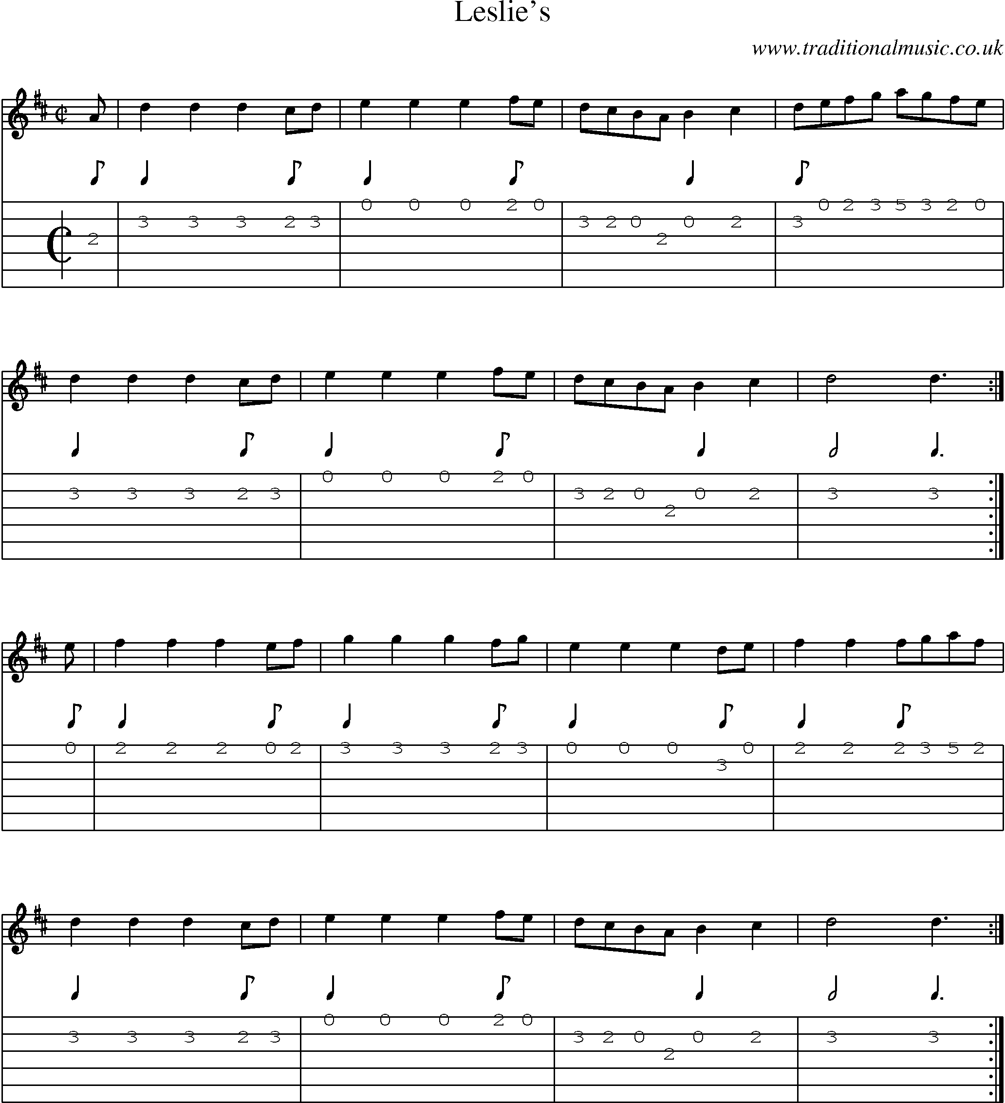 Music Score and Guitar Tabs for Leslies