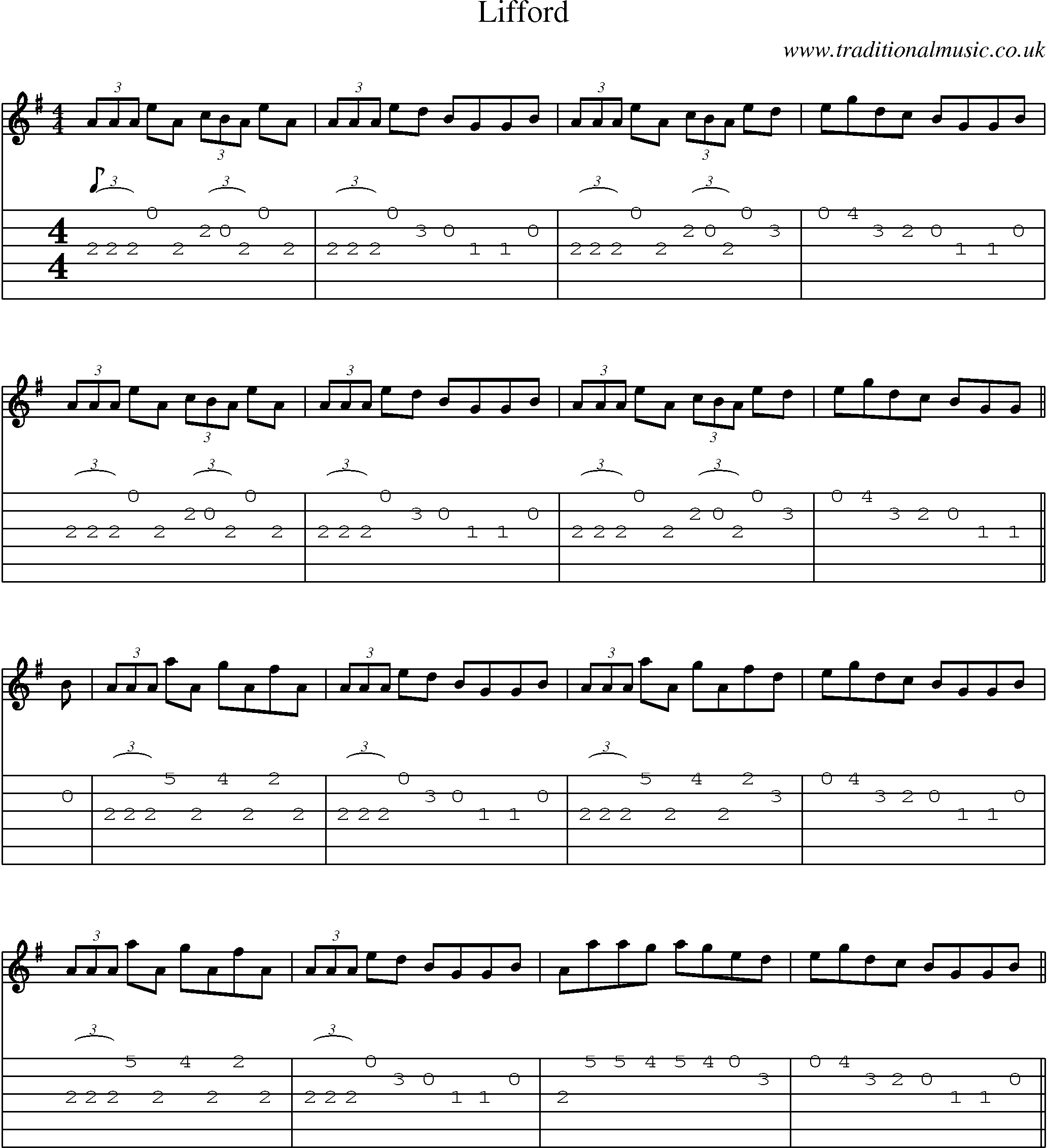 Music Score and Guitar Tabs for Lifford