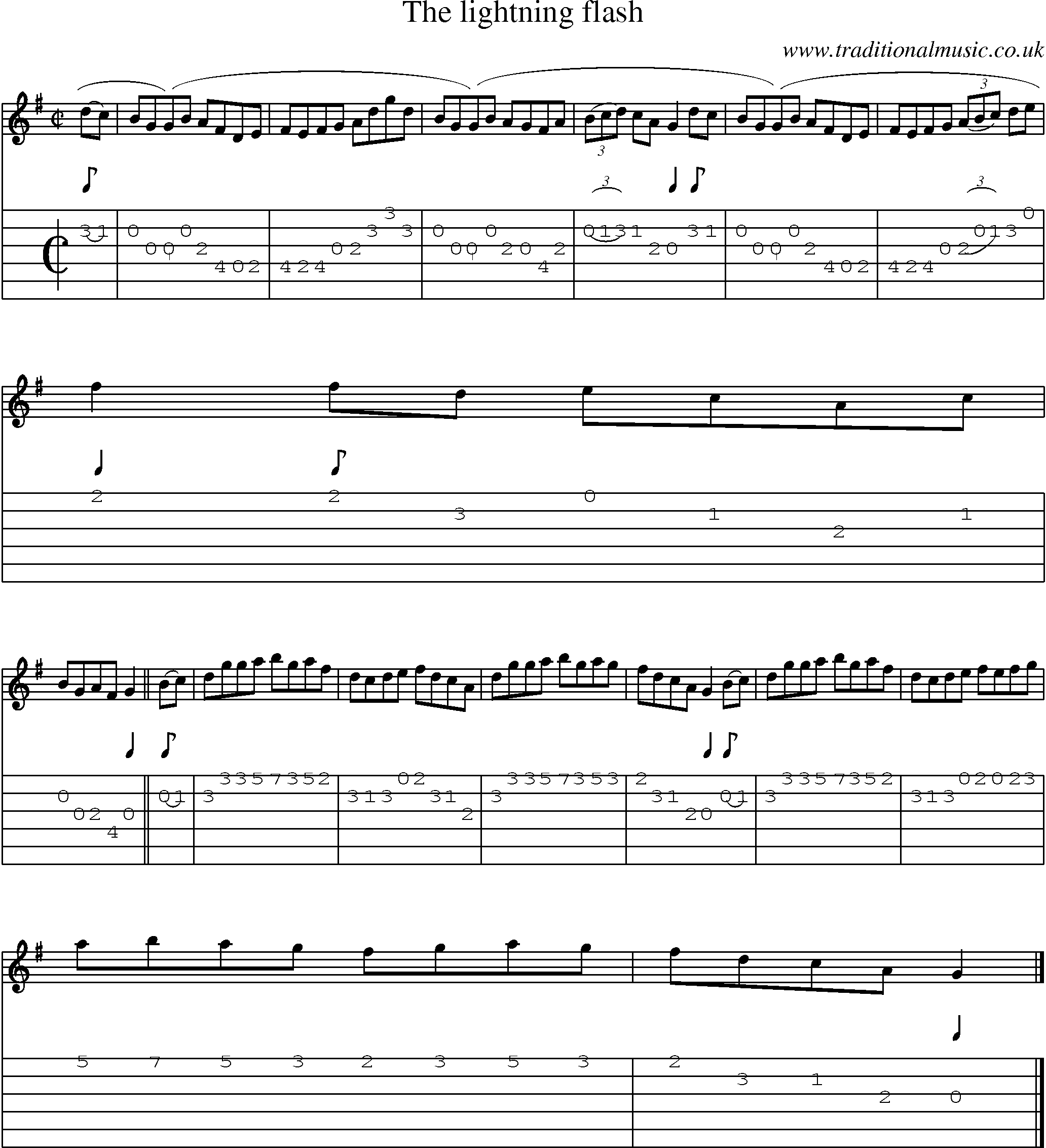 Music Score and Guitar Tabs for Lightning Flash