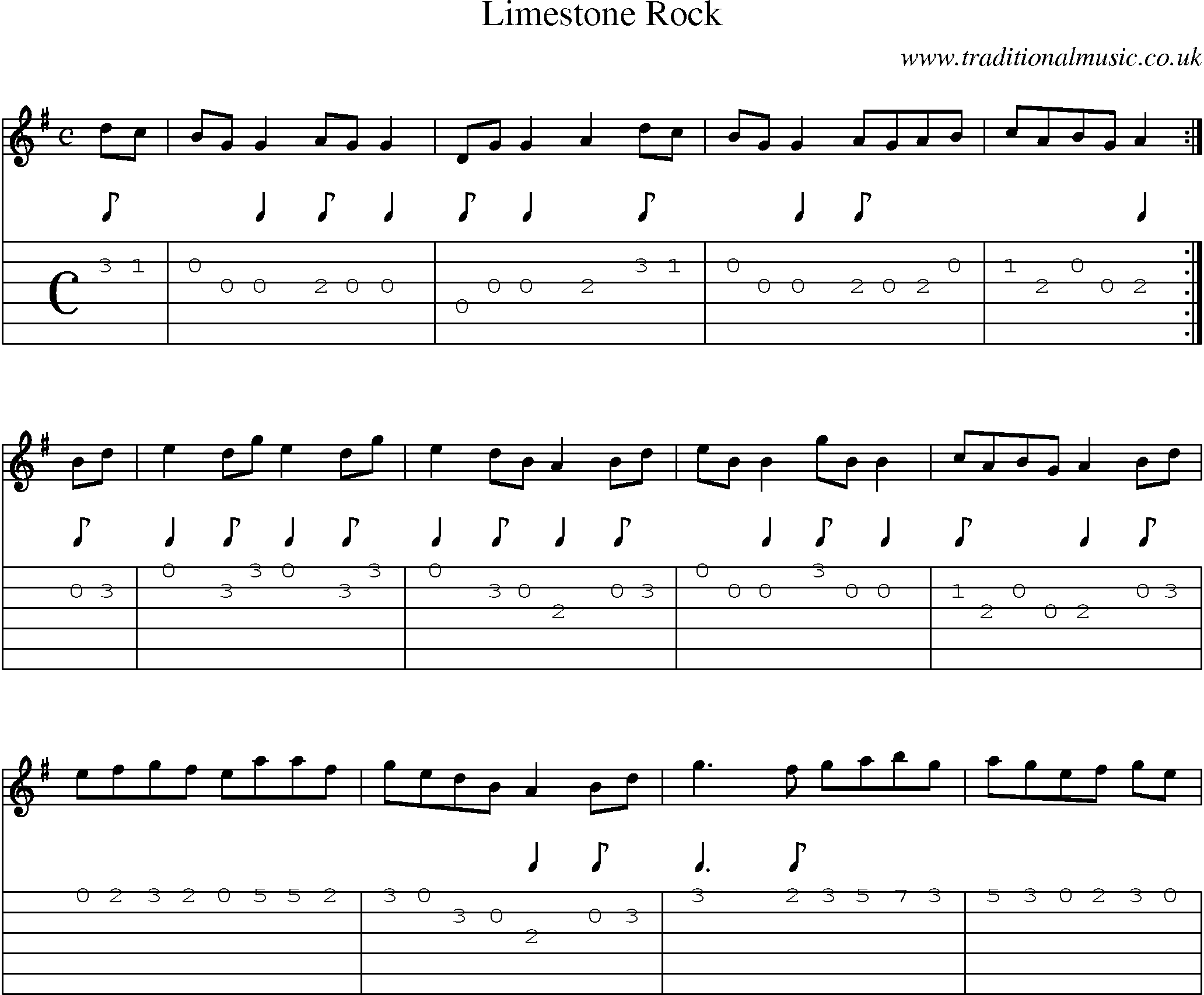 Music Score and Guitar Tabs for Limestone Rock
