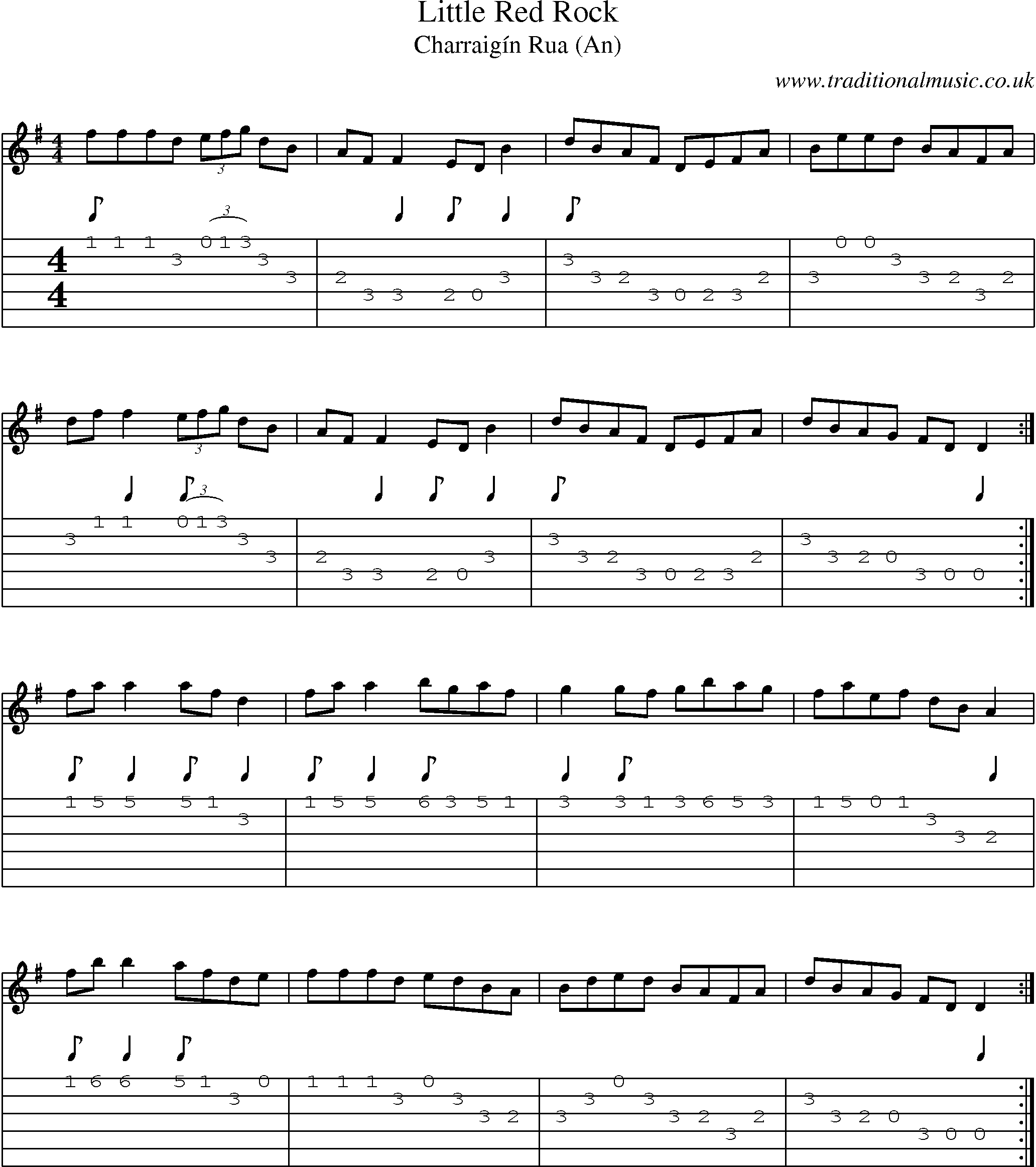 Music Score and Guitar Tabs for Little Red Rock