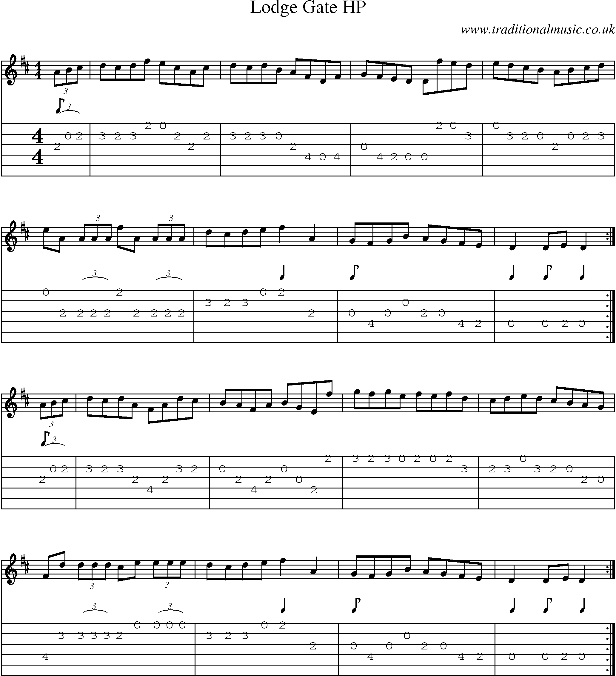 Music Score and Guitar Tabs for Lodge Gate