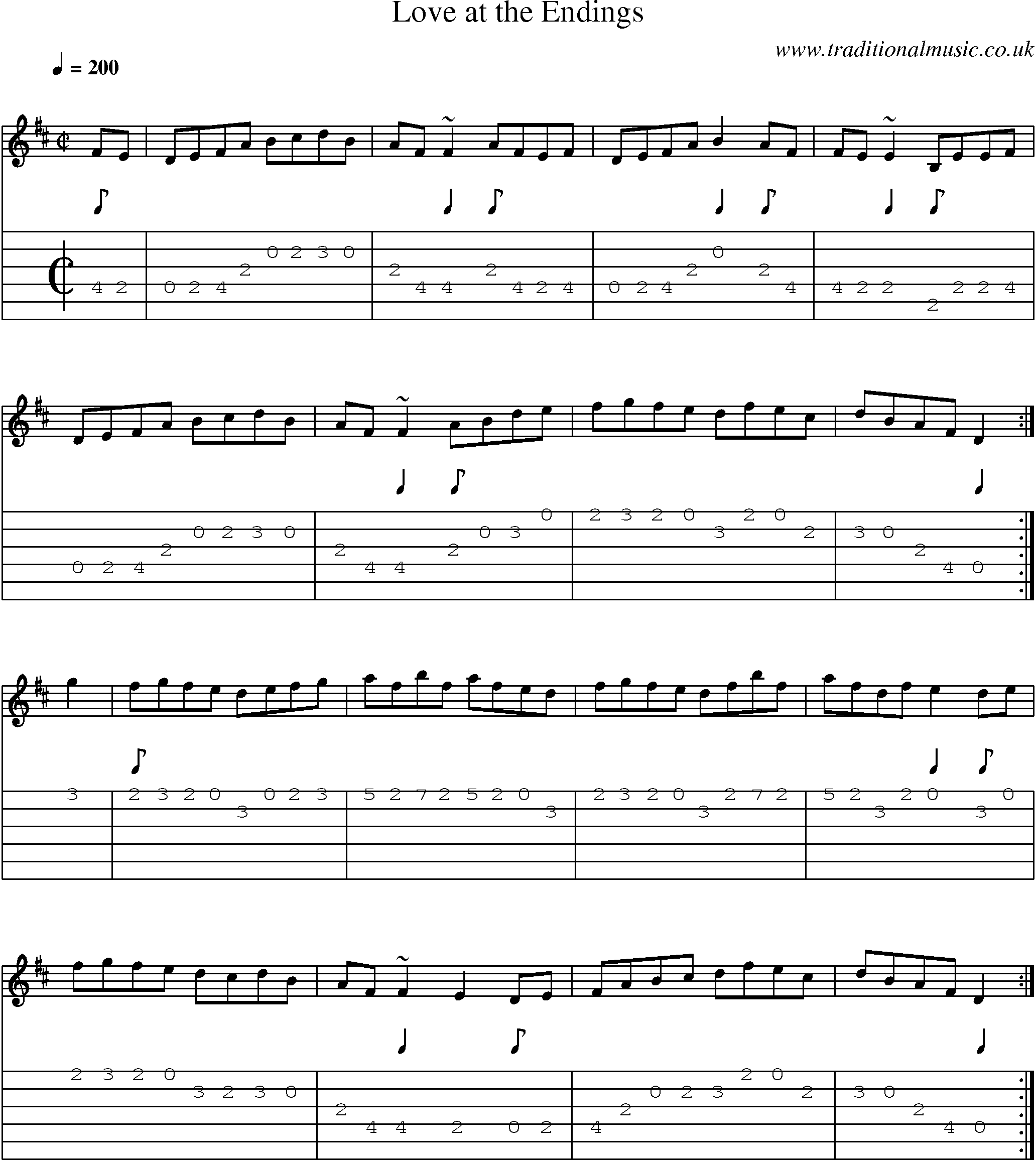 Music Score and Guitar Tabs for Love At Endings