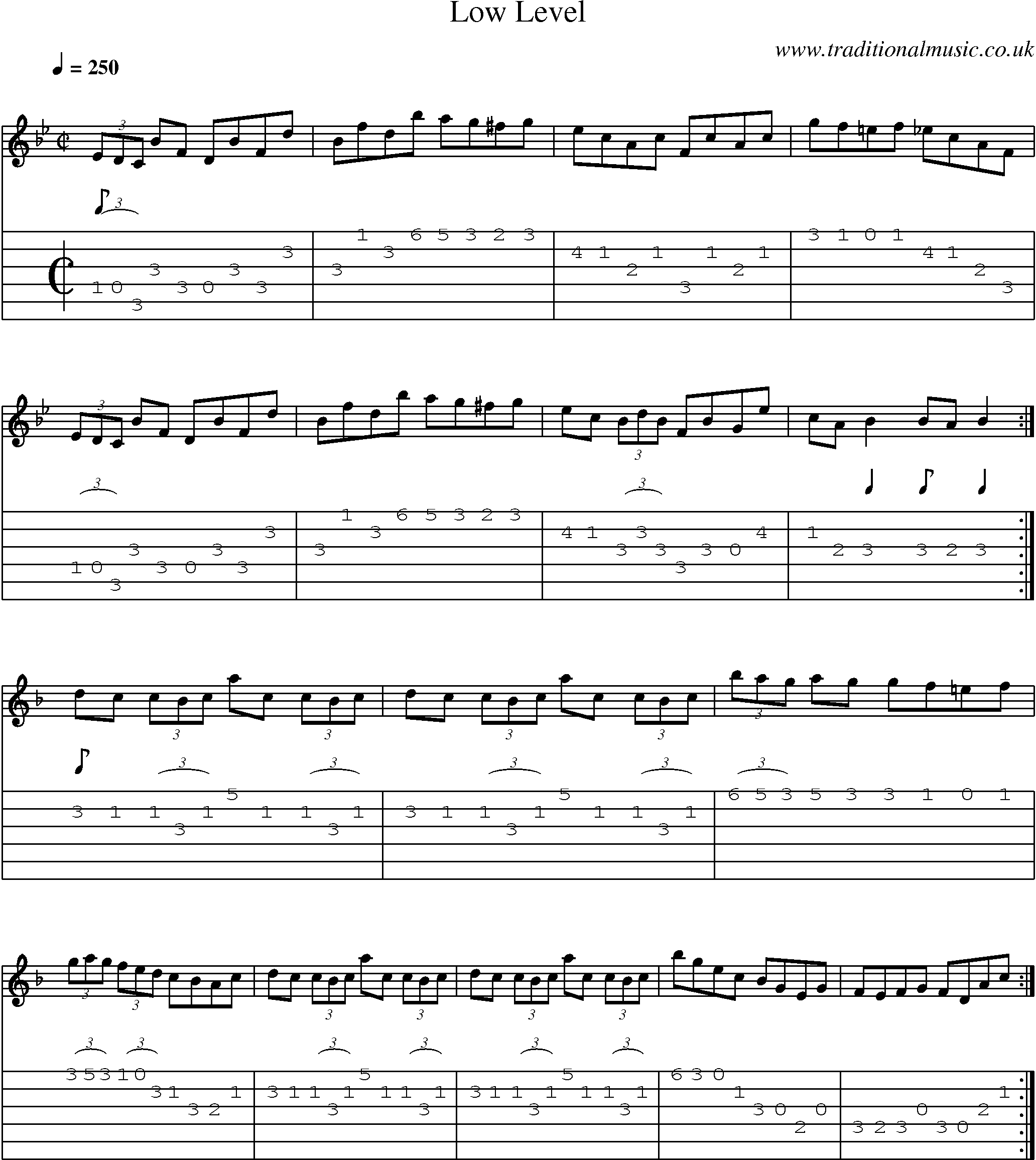 Music Score and Guitar Tabs for Low Level