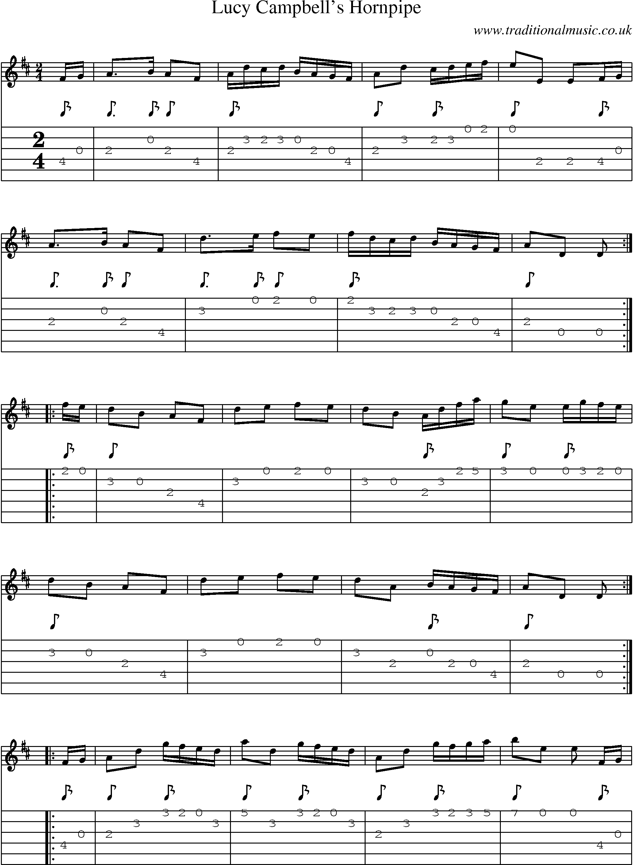 Music Score and Guitar Tabs for Lucy Campbells Hornpipe