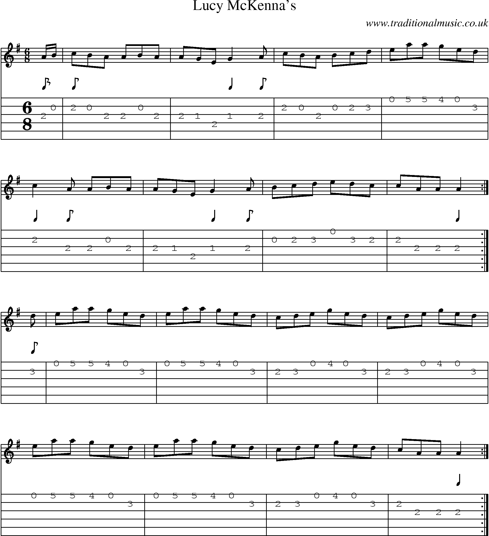Music Score and Guitar Tabs for Lucy Mckennas