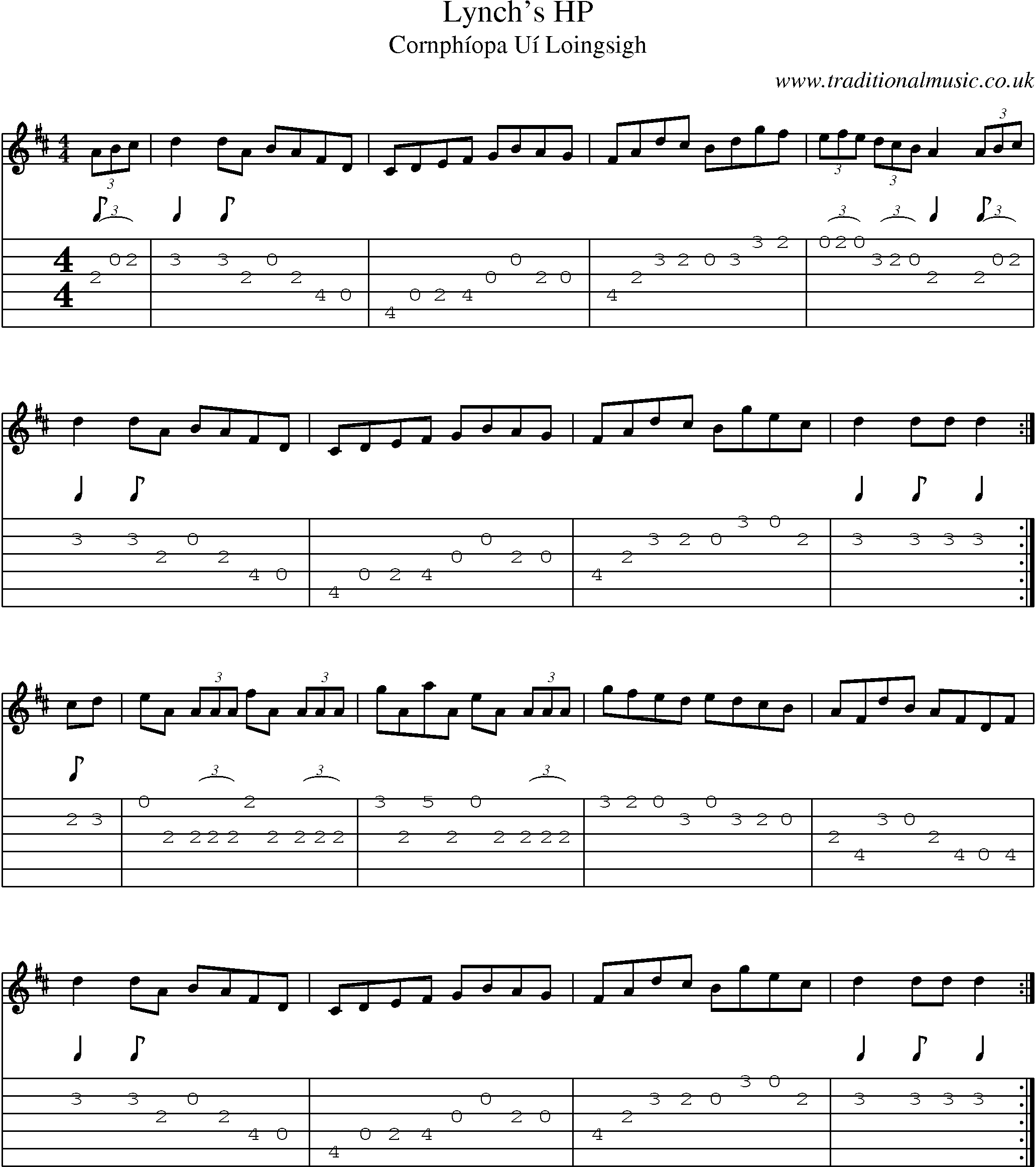 Music Score and Guitar Tabs for Lynchs 