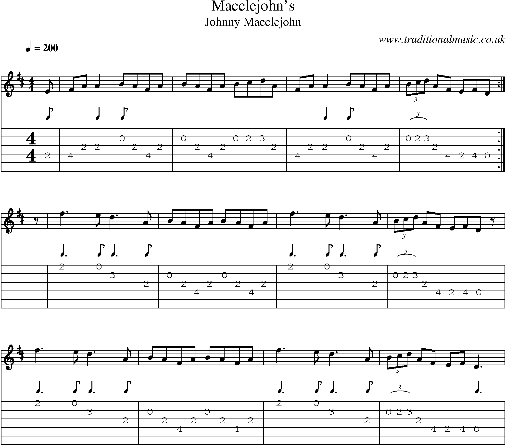 Music Score and Guitar Tabs for Macclejohns
