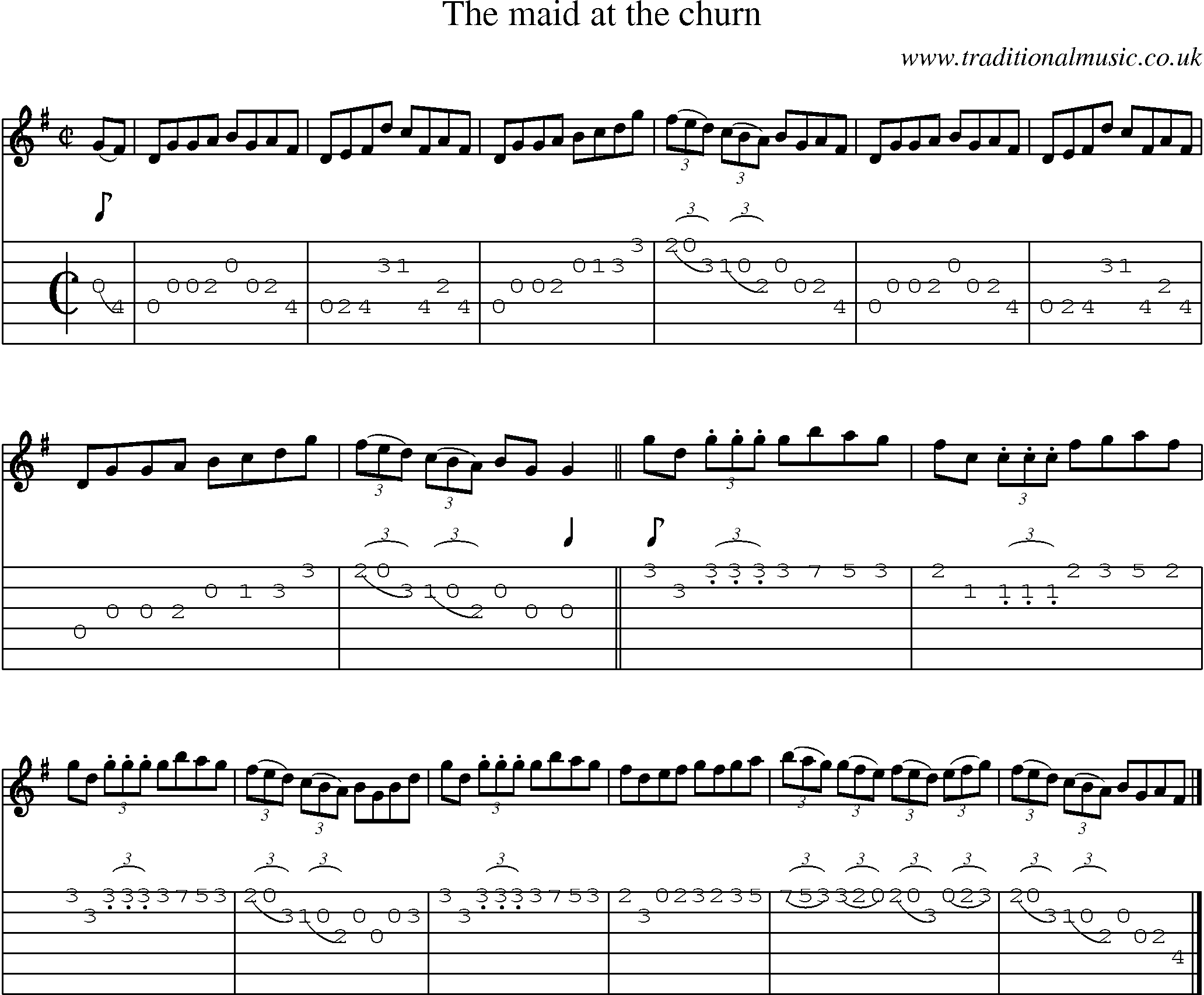 Music Score and Guitar Tabs for Maid At The Churn