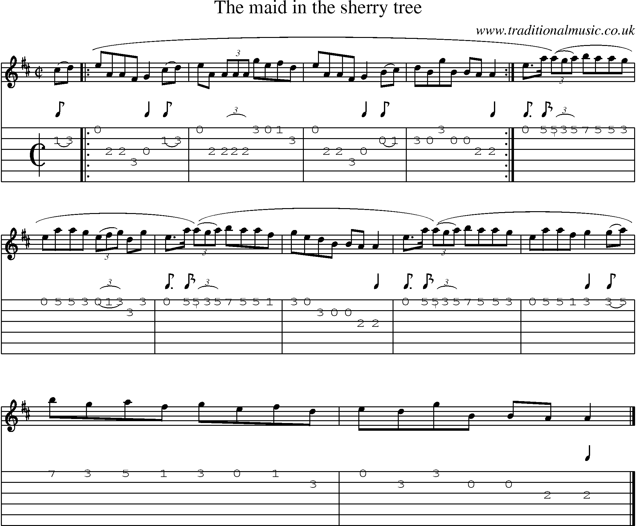 Music Score and Guitar Tabs for Maid In The Sherry Tree
