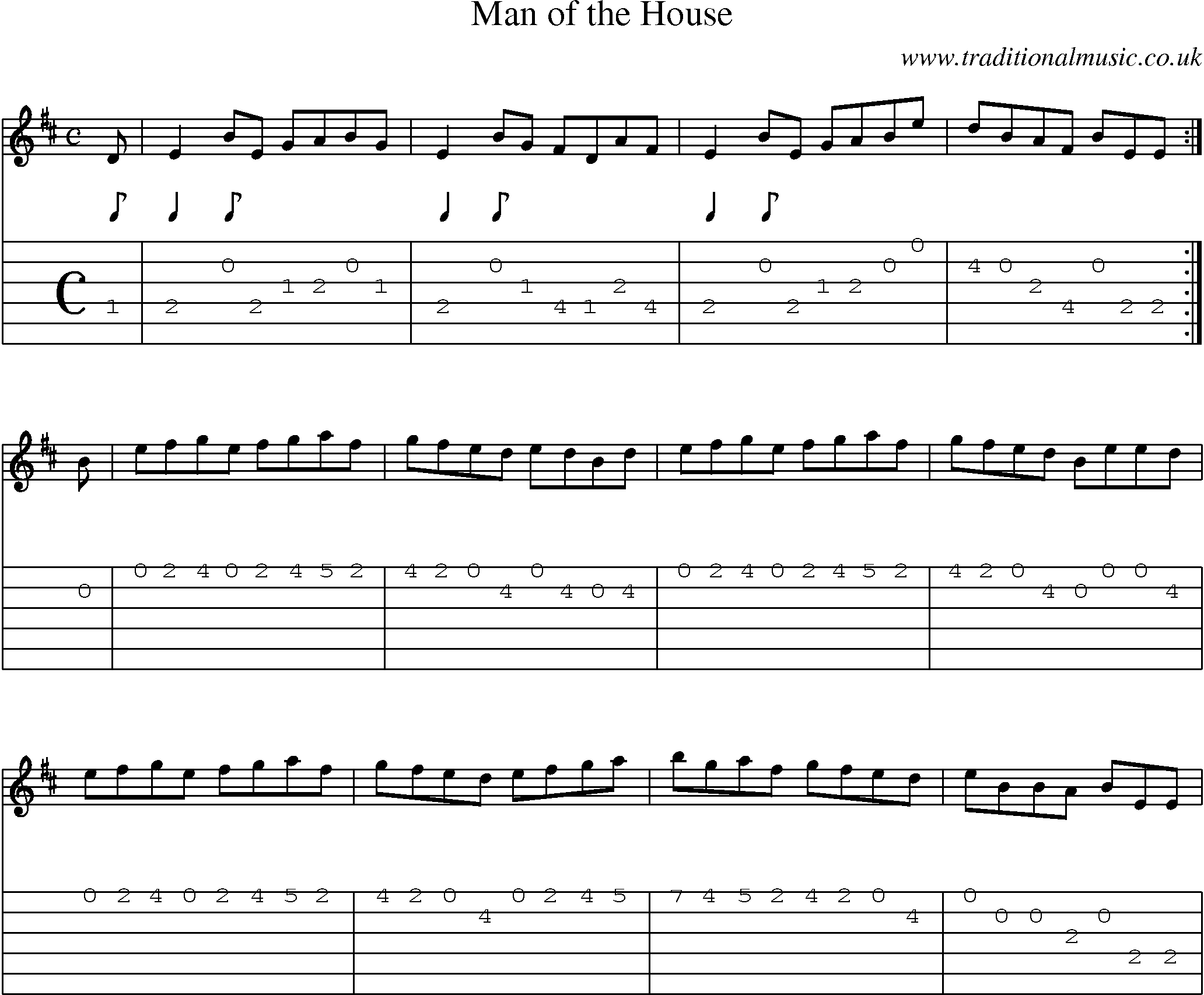 Music Score and Guitar Tabs for Man Of House
