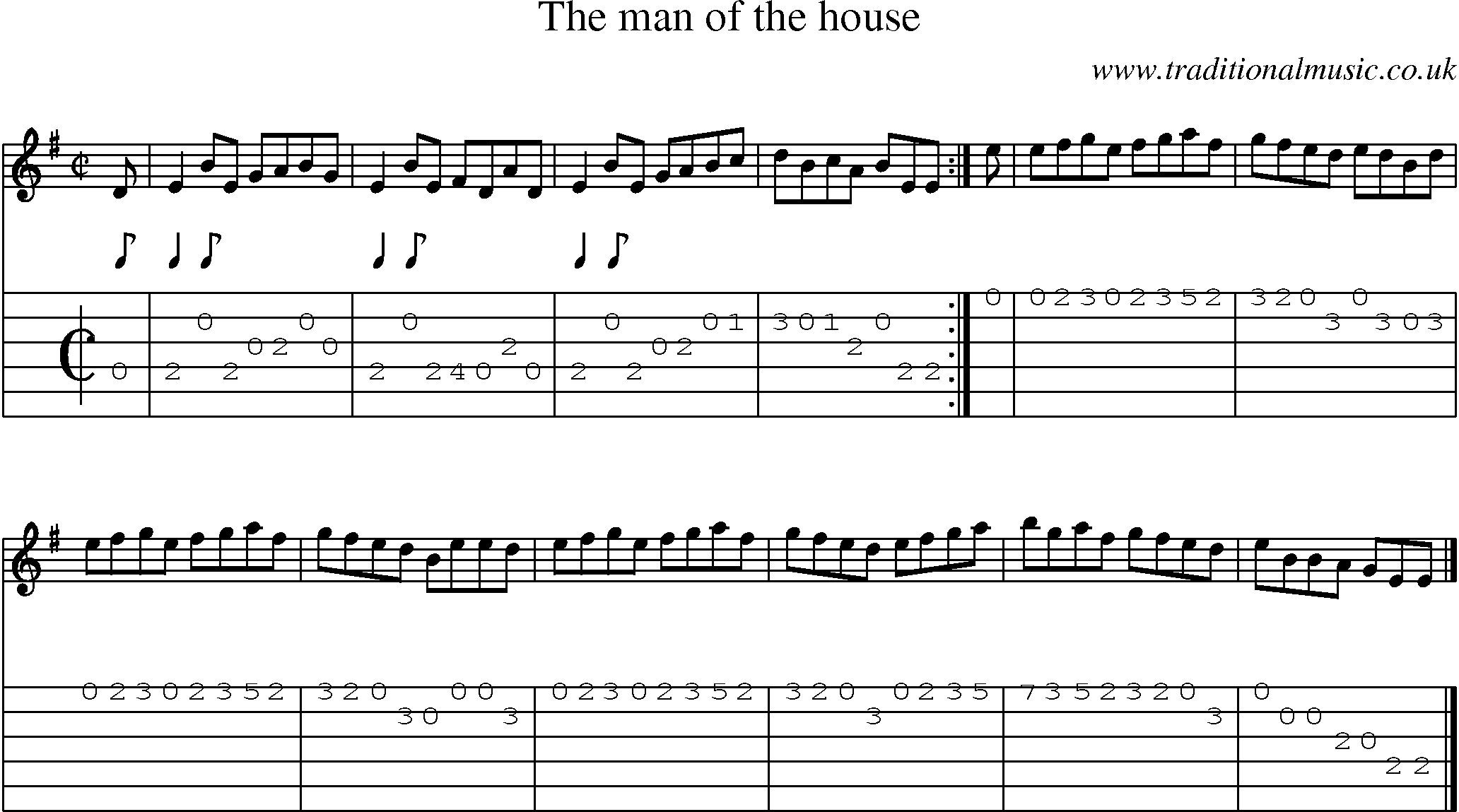 Music Score and Guitar Tabs for Man Of The House