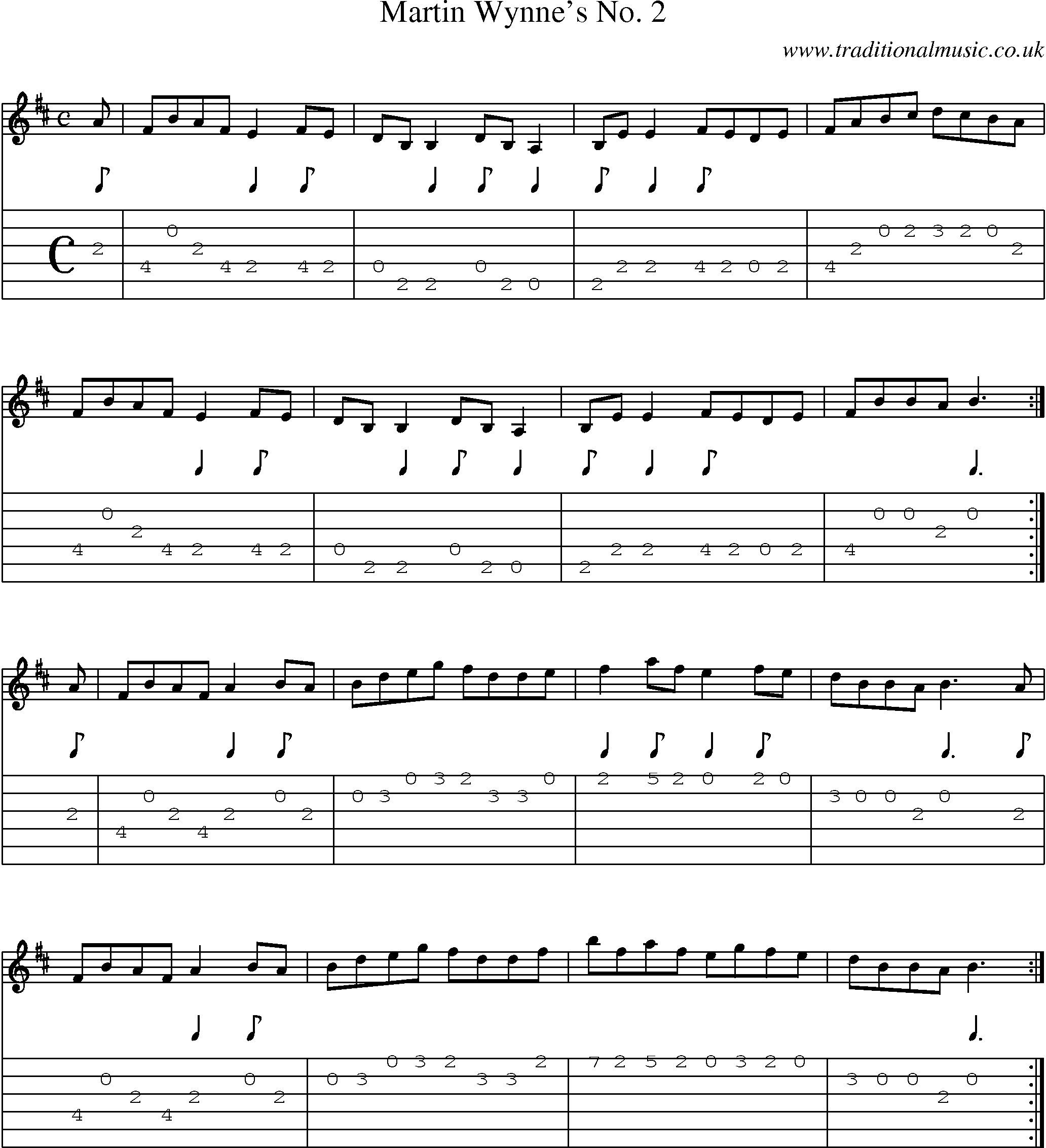 Music Score and Guitar Tabs for Martin Wynnes No 2