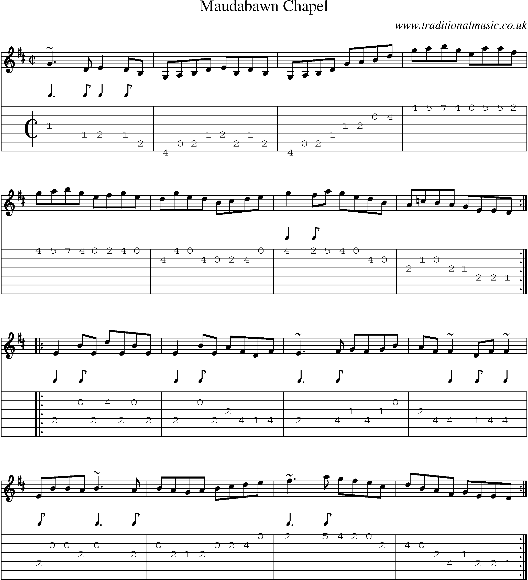 Music Score and Guitar Tabs for Maudabawn Chapel
