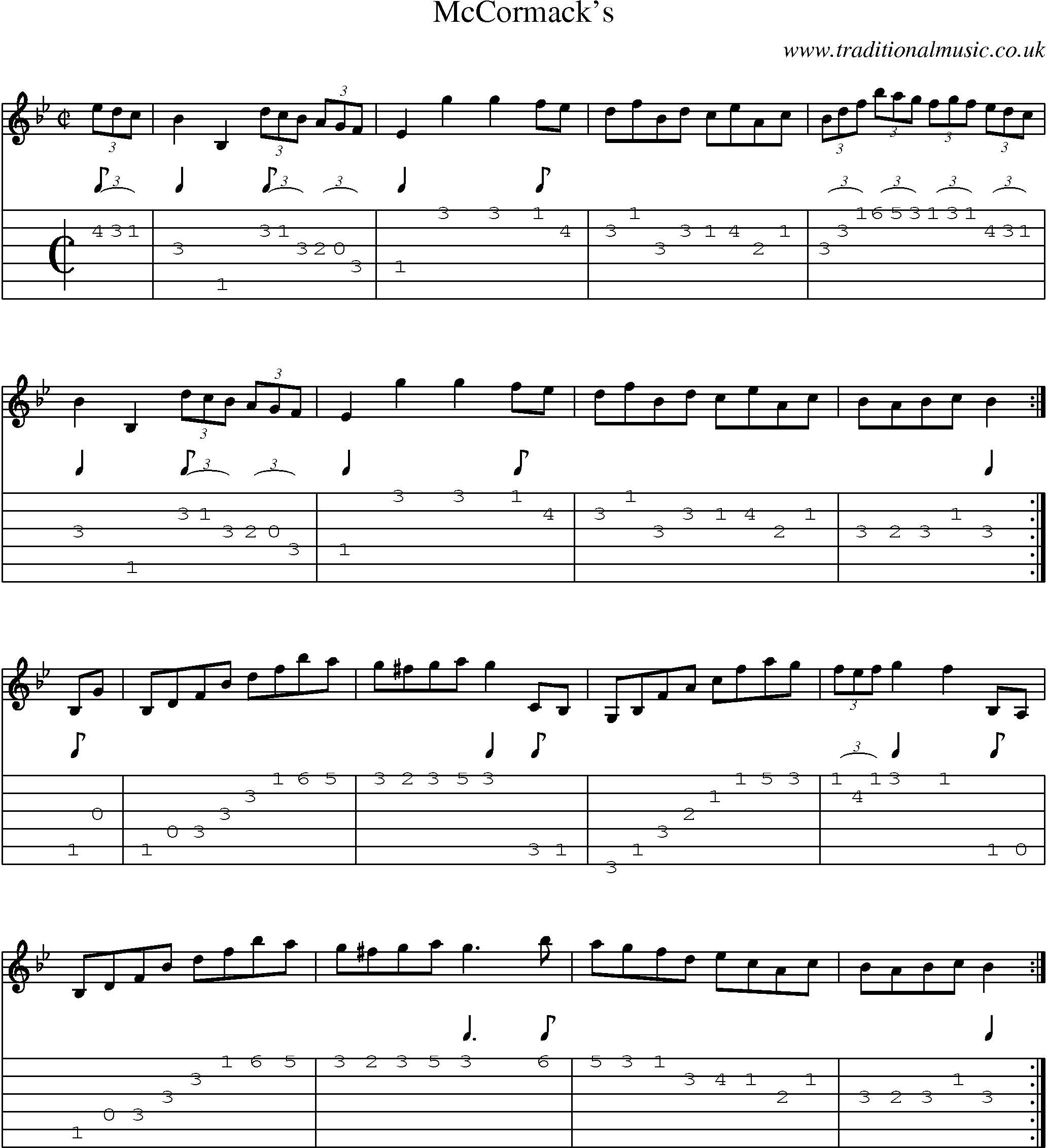 Music Score and Guitar Tabs for Mccormacks