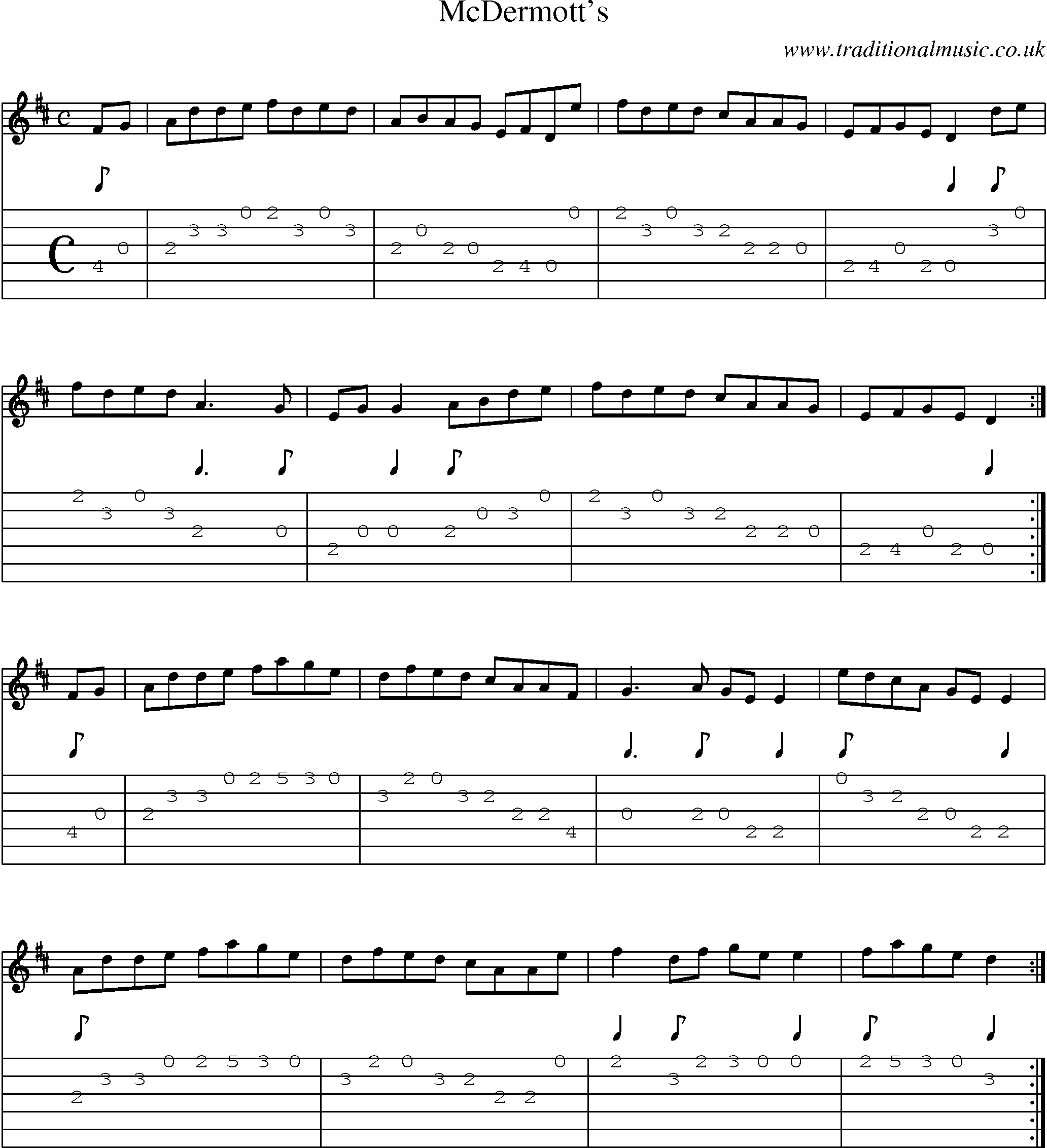 Music Score and Guitar Tabs for Mcdermotts