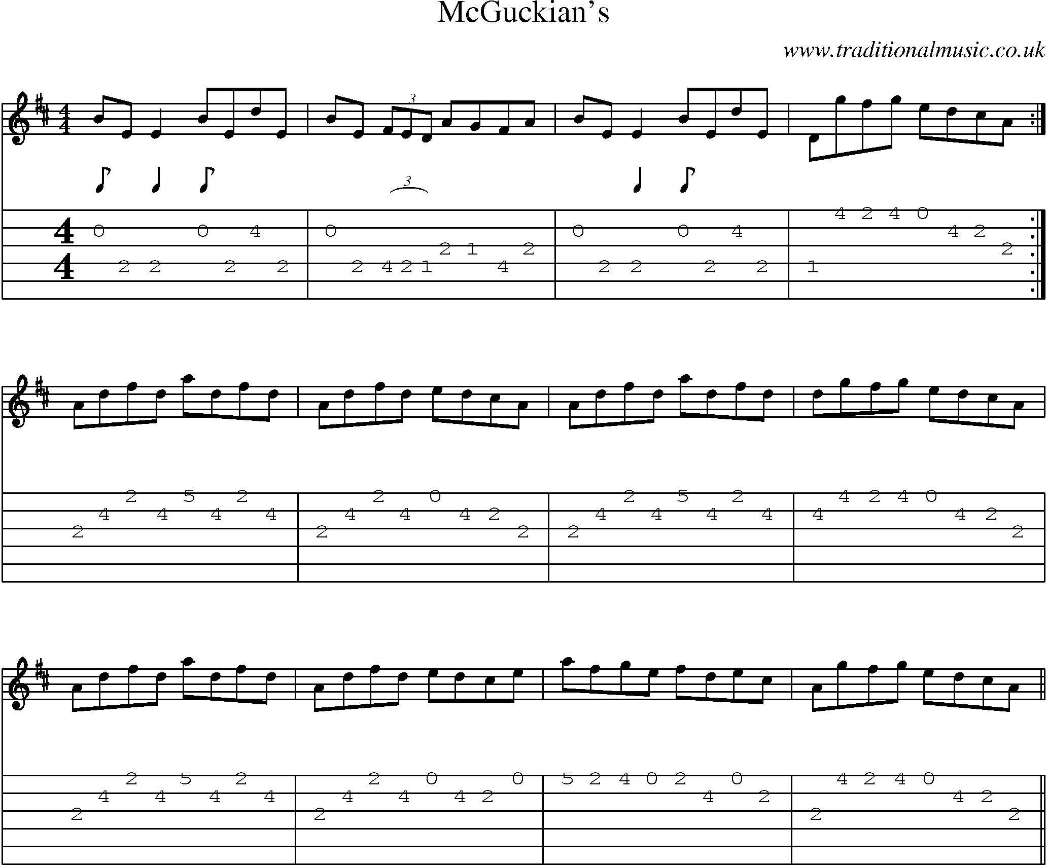 Music Score and Guitar Tabs for Mcguckians