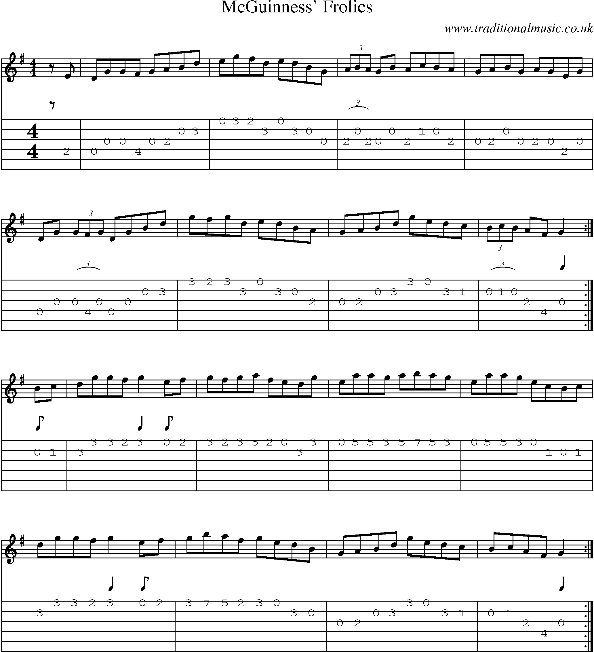 Music Score and Guitar Tabs for Mcguinness Frolics