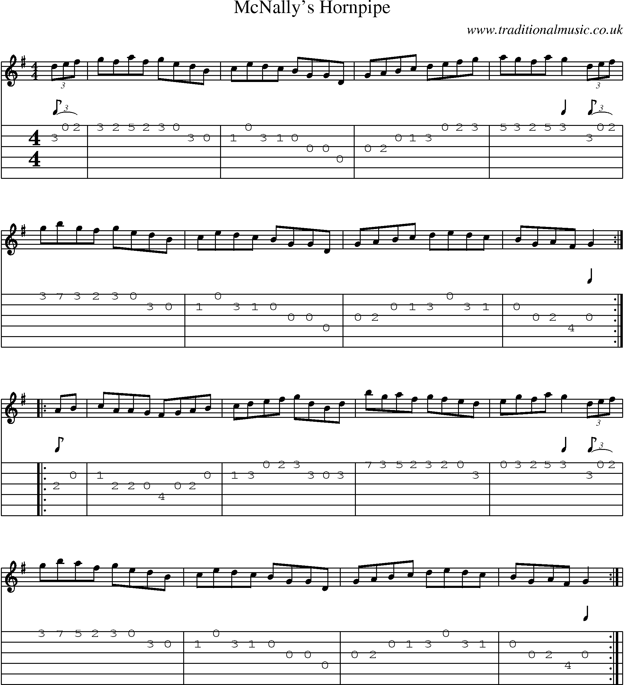 Music Score and Guitar Tabs for Mcnallys Hornpipe