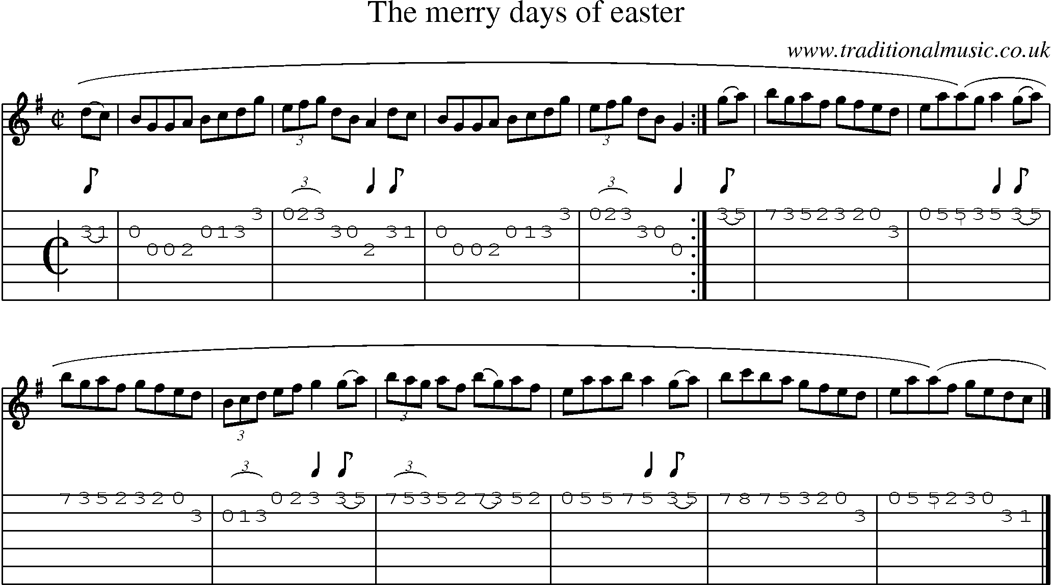 Music Score and Guitar Tabs for Merry Days Of Easter